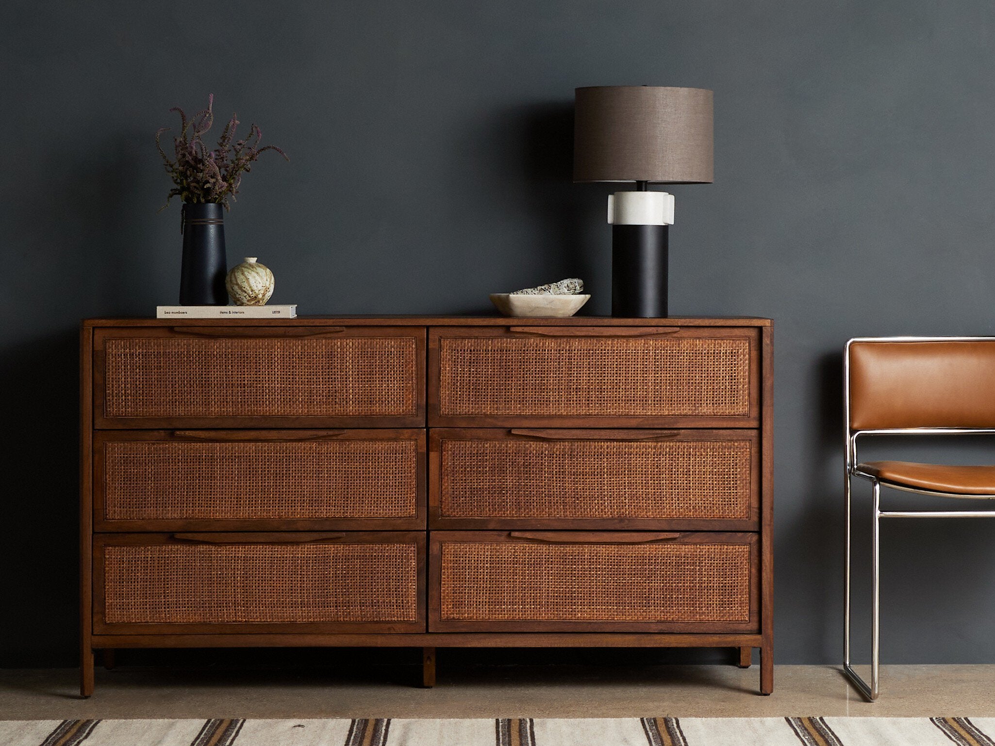 Sydney 6 Drawer Dresser - Black Cane Dressers Four Hands     Dressers,https://www.oldbonesco.com,Mid Century Furniture, Furniture Sale, Old Bones Co, Mid Century Sale, Four Hands Furniture, Sale,Gus, Sale,Perigold Sydney 6 Drawer Dresser - Black Cane Dressers Sale, Perigold Sale Sydney 6 Drawer Dresser - Black Cane,Sydney 6 Drawer Dresser - Black Cane Lulu and Georgia,Burke Decor Sale Sydney 6 Drawer Dresser - Black Cane, open box furniture,Open Box Sydney 6 Drawer Dresser - Black Cane