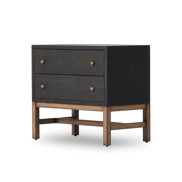 Fiona Nightstand-Black Raffia Nightstand Four Hands     Four Hands, Mid Century Modern Furniture, Old Bones Furniture Company, Old Bones Co, Modern Mid Century, Designer Furniture, https://www.oldbonesco.com/