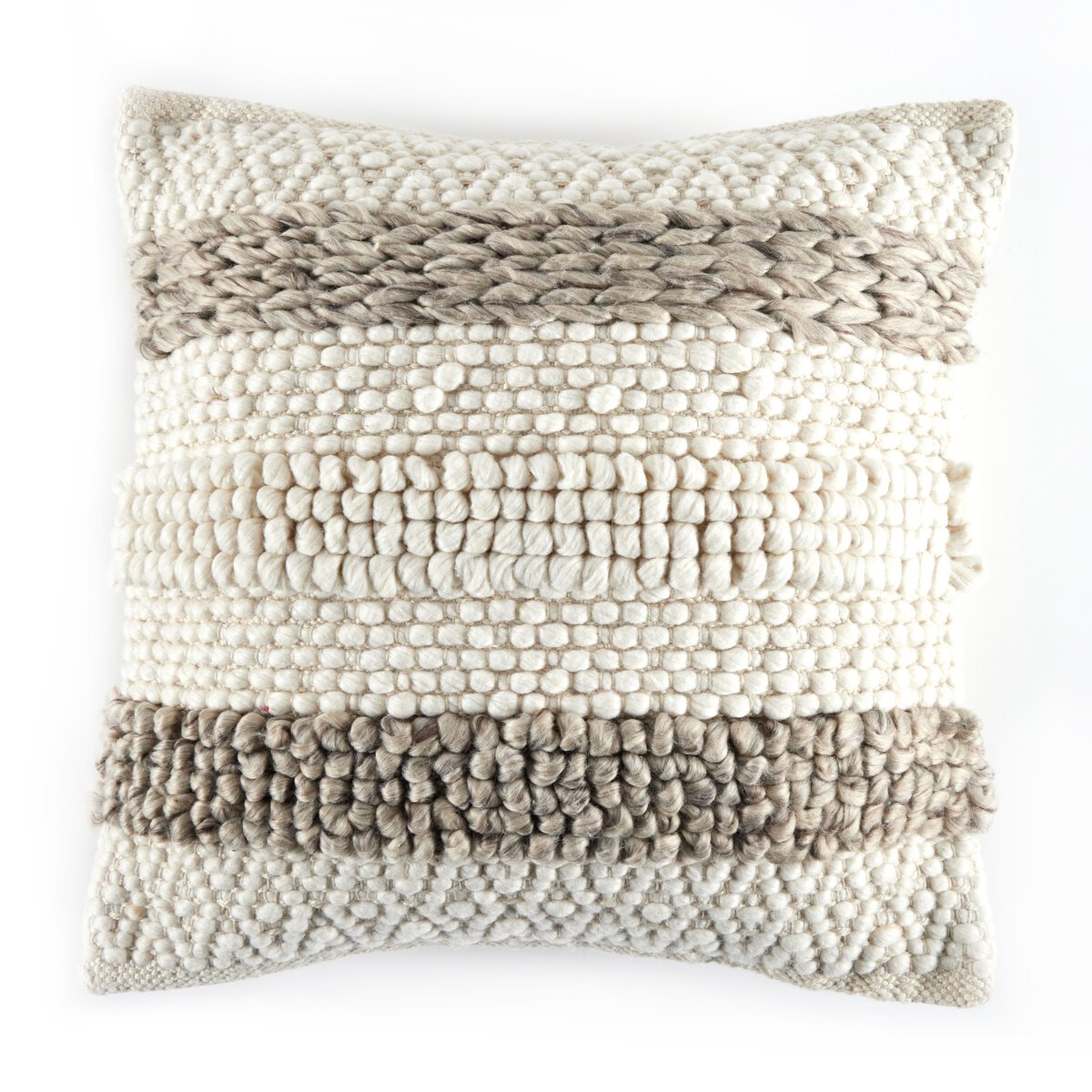 Four Hands Textured Stripe Pillow Color Taupe Natural Cream Backing