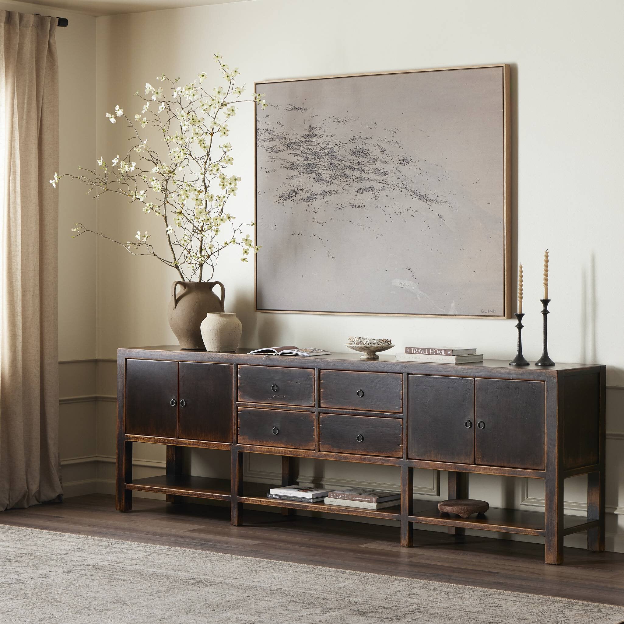 Shizuko Sideboard - Distressed Walnut Sideboards Four Hands     Sideboards,https://www.oldbonesco.com,Mid Century Furniture, Furniture Sale, Old Bones Co, Mid Century Sale, Four Hands Furniture, Sale,Gus, Sale,Perigold Shizuko Sideboard - Distressed Walnut Sideboards Sale, Perigold Sale Shizuko Sideboard - Distressed Walnut,Shizuko Sideboard - Distressed Walnut Lulu and Georgia,Burke Decor Sale Shizuko Sideboard - Distressed Walnut, open box furniture,Open Box Shizuko Sideboard - Distressed Walnut