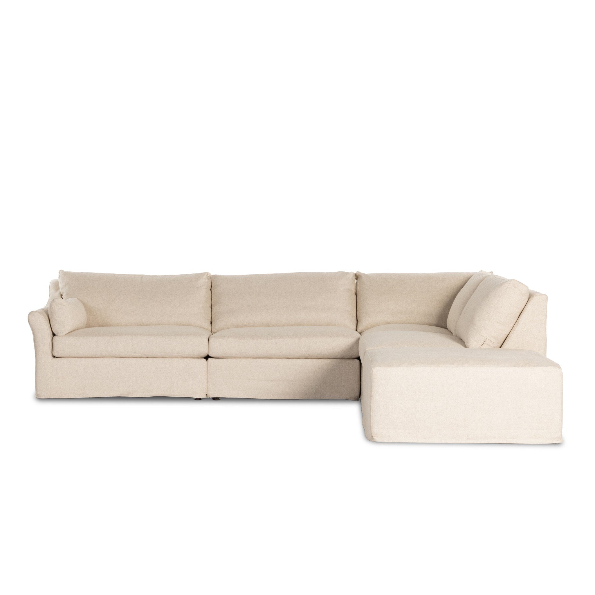 Delray 4-Piece Slipcover Sectional - Evere Creme Sectionals Four Hands Left Arm Facing with Ottoman    Sectionals, Mid Century Furniture, Furniture Sale, Old Bones Co, Mid Century Furniture Sale, Four Hands Furniture, Sale,Gus, Sale,Perigold Delray 4-Piece Slipcover Sectional - Evere Creme Sectionals Sale, Perigold Sale Delray 4-Piece Slipcover Sectional - Evere Creme,Delray 4-Piece Slipcover Sectional - Evere Creme Lulu and Georgia, Burke Decor Sale Delray 4-Piece Slipcover Sectional - Evere Creme, www.old