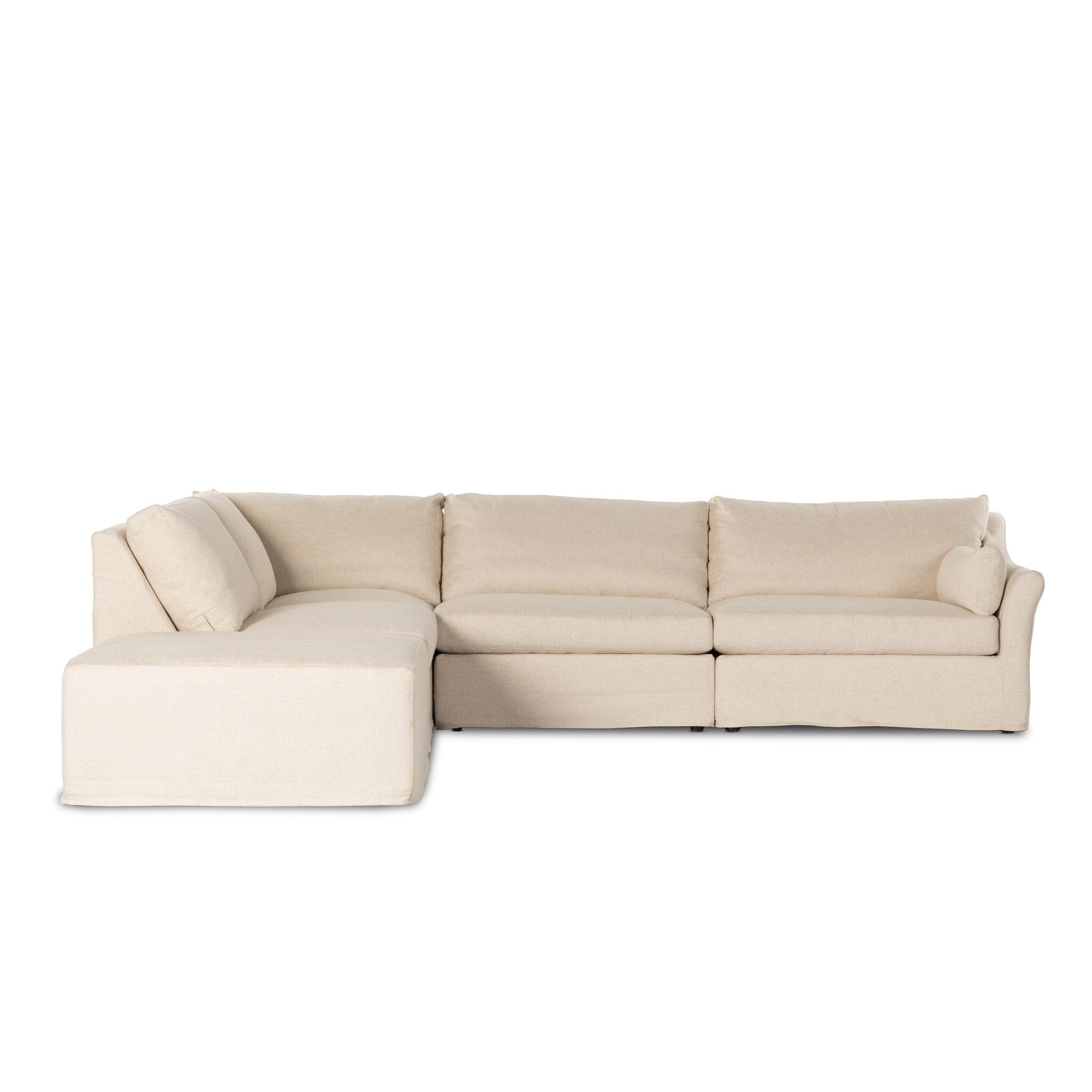 Delray 4-Piece Slipcover Sectional - Evere Creme Sectionals Four Hands Right Arm Facing with Ottoman    Sectionals, Mid Century Furniture, Furniture Sale, Old Bones Co, Mid Century Furniture Sale, Four Hands Furniture, Sale,Gus, Sale,Perigold Delray 4-Piece Slipcover Sectional - Evere Creme Sectionals Sale, Perigold Sale Delray 4-Piece Slipcover Sectional - Evere Creme,Delray 4-Piece Slipcover Sectional - Evere Creme Lulu and Georgia, Burke Decor Sale Delray 4-Piece Slipcover Sectional - Evere Creme, www.ol