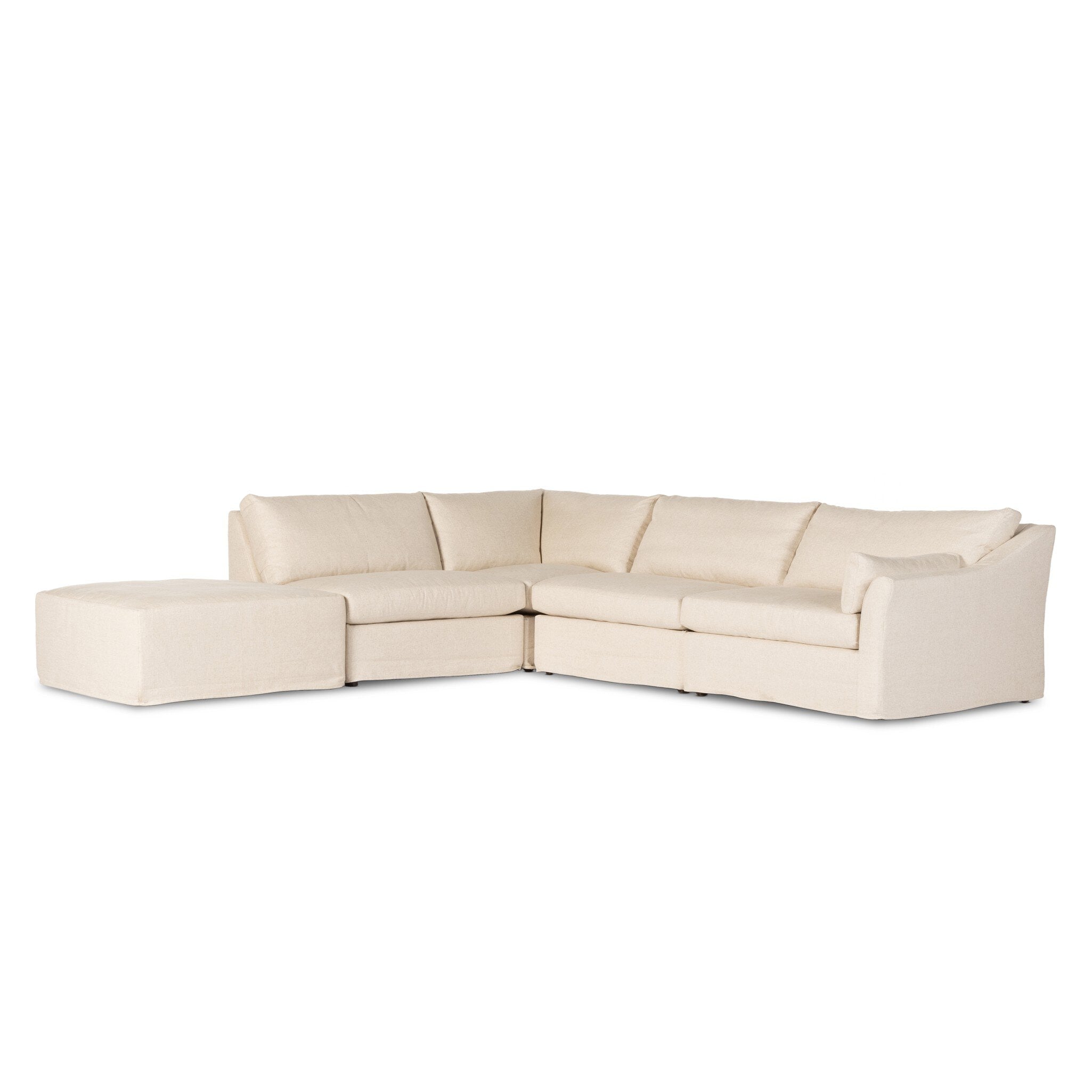 Delray 4-Piece Slipcover Sectional - Evere Creme Sectionals Four Hands     Sectionals, Mid Century Furniture, Furniture Sale, Old Bones Co, Mid Century Furniture Sale, Four Hands Furniture, Sale,Gus, Sale,Perigold Delray 4-Piece Slipcover Sectional - Evere Creme Sectionals Sale, Perigold Sale Delray 4-Piece Slipcover Sectional - Evere Creme,Delray 4-Piece Slipcover Sectional - Evere Creme Lulu and Georgia, Burke Decor Sale Delray 4-Piece Slipcover Sectional - Evere Creme, www.oldbonesco.com