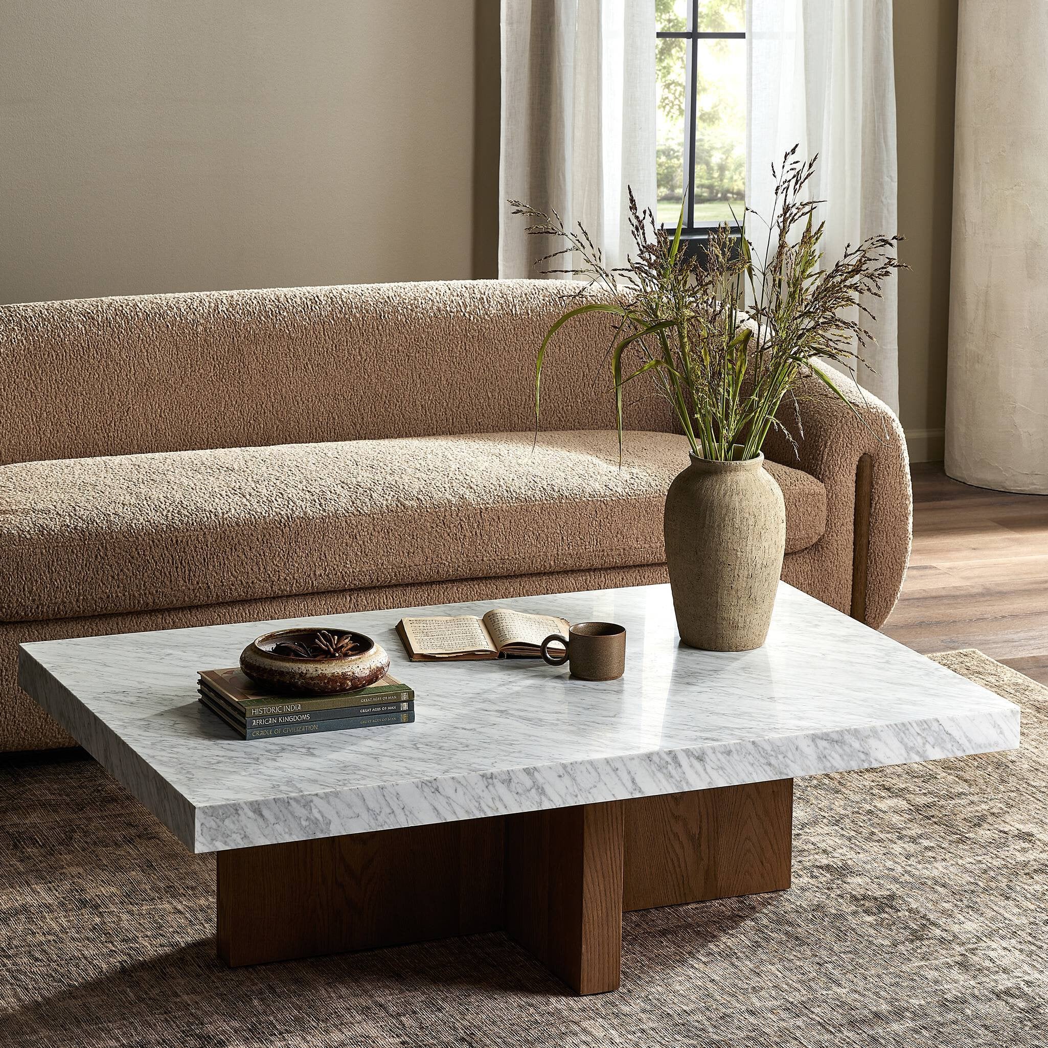 Bellamy Rectangular Coffee Table - White Carrara Marble Coffee Tables Four Hands     Coffee Tables,https://www.oldbonesco.com,Mid Century Furniture, Furniture Sale, Old Bones Co, Mid Century Sale, Four Hands Furniture, Sale,Gus, Sale,Perigold Bellamy Rectangular Coffee Table - White Carrara Marble Coffee Tables Sale, Perigold Sale Bellamy Rectangular Coffee Table - White Carrara Marble,Bellamy Rectangular Coffee Table - White Carrara Marble Lulu and Georgia,Burke Decor Sale Bellamy Rectangular Coffee Table 