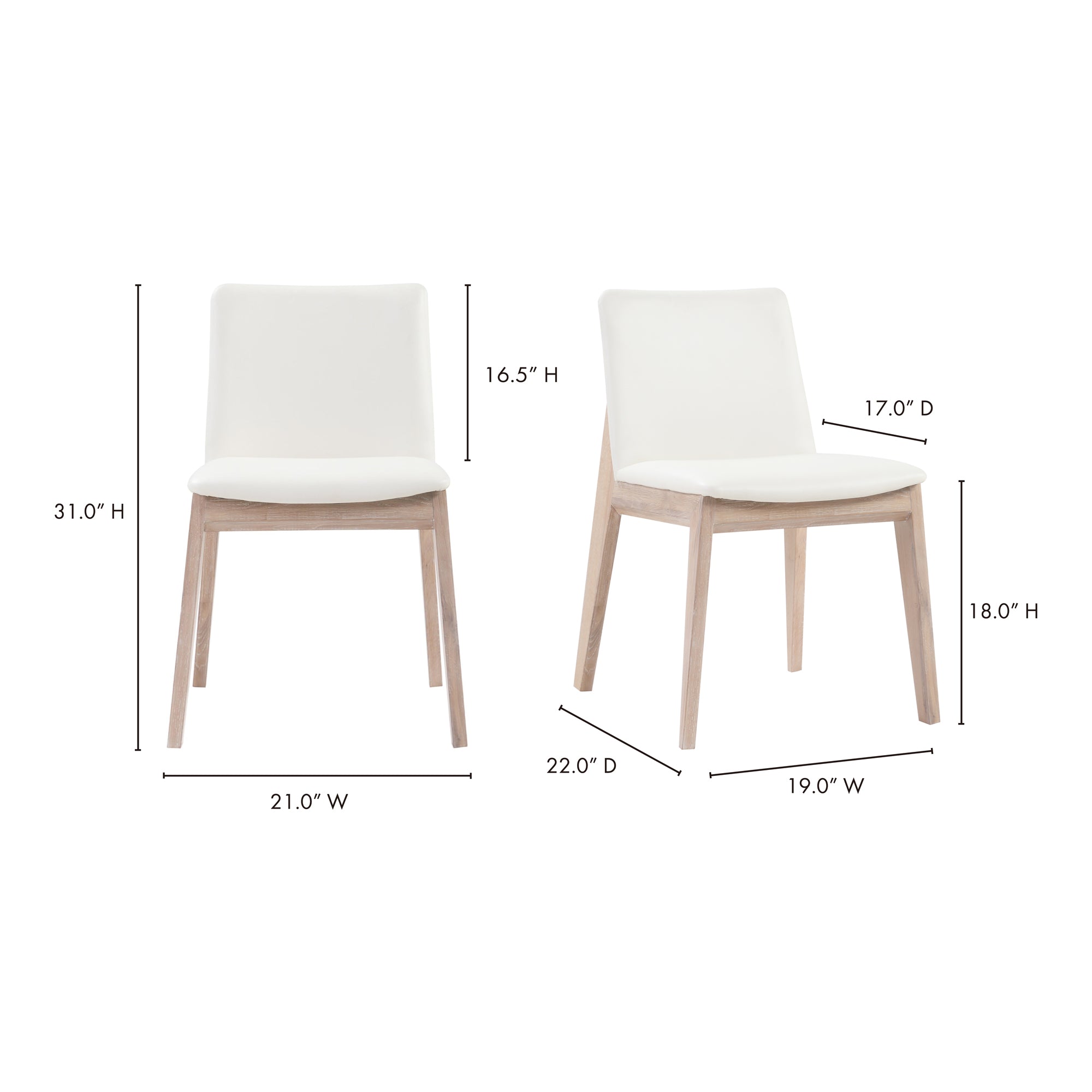 Deco Oak Dining Chair PVC-Set of Two Dining Chair Moe's    Four Hands, Mid Century Modern Furniture, Old Bones Furniture Company, Old Bones Co, Modern Mid Century, Designer Furniture, Furniture Sale, Warehouse Furniture Sale, Deco Oak Dining Chair PVC-Set of Two Sale, https://www.oldbonesco.com/