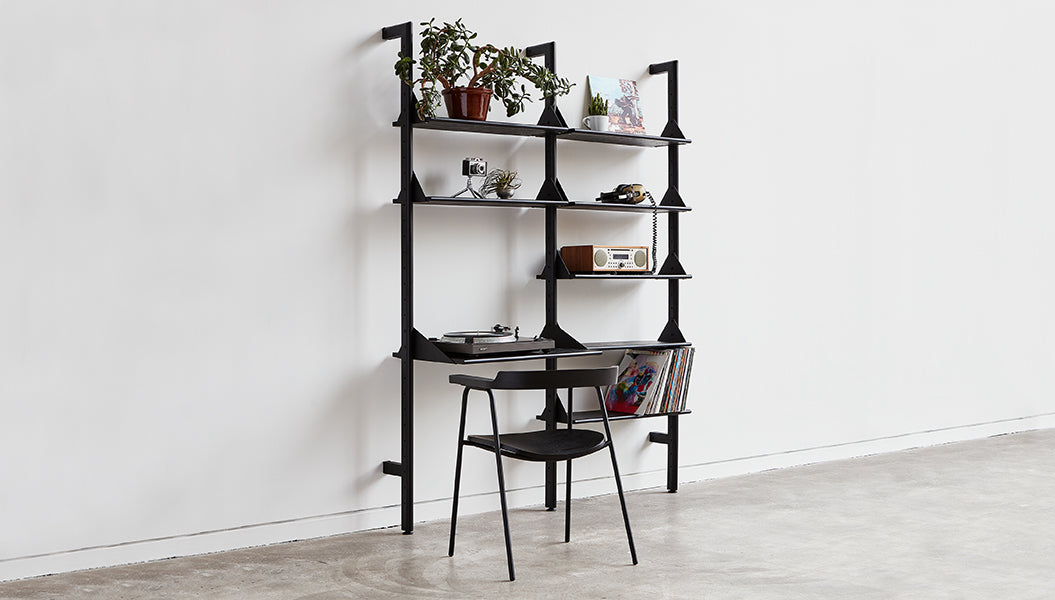 Branch-2 Shelving Unit with Desk SHELVING Gus*     Four Hands, Mid Century Modern Furniture, Old Bones Furniture Company, Old Bones Co, Modern Mid Century, Designer Furniture, https://www.oldbonesco.com/