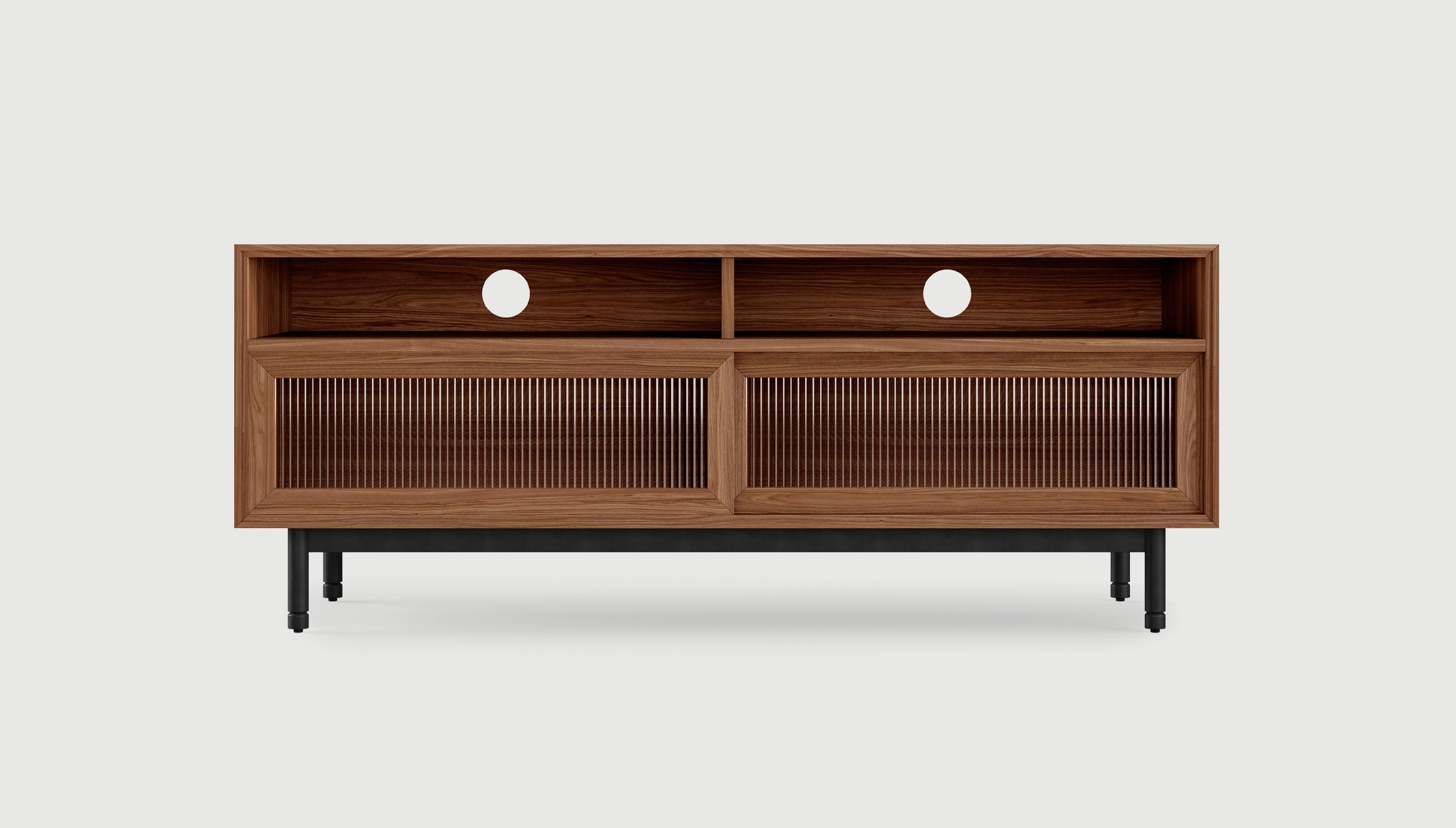 Munro Media Stand Classic Walnut / BlackStorage Gus*  Classic Walnut Black  Four Hands, Mid Century Modern Furniture, Old Bones Furniture Company, Old Bones Co, Modern Mid Century, Designer Furniture, https://www.oldbonesco.com/