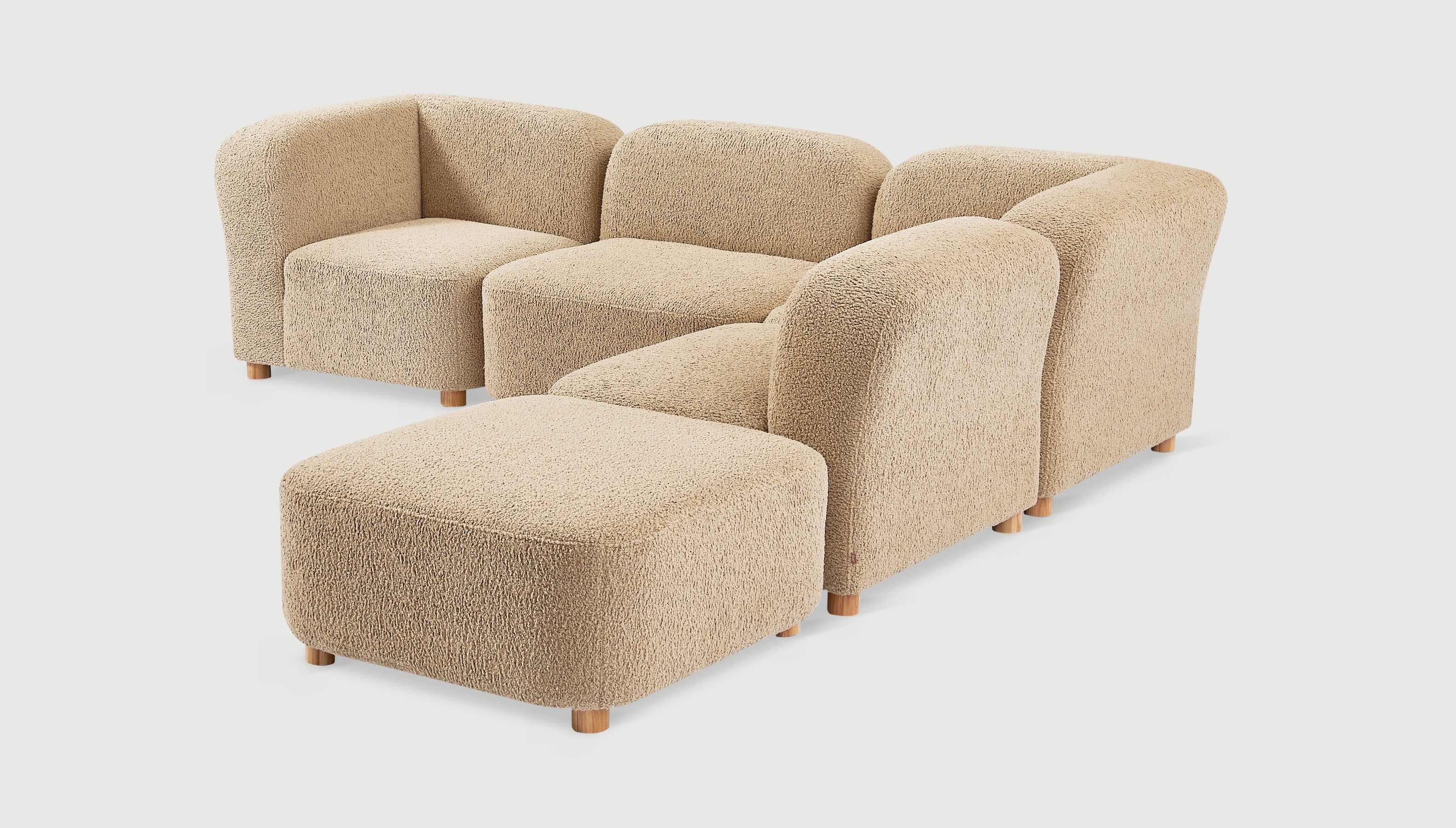 Circuit Modular 5-pc Sectional Himalaya Dune / Natural AshSofa Gus*  Himalaya Dune Natural Ash  Four Hands, Mid Century Modern Furniture, Old Bones Furniture Company, Old Bones Co, Modern Mid Century, Designer Furniture, https://www.oldbonesco.com/