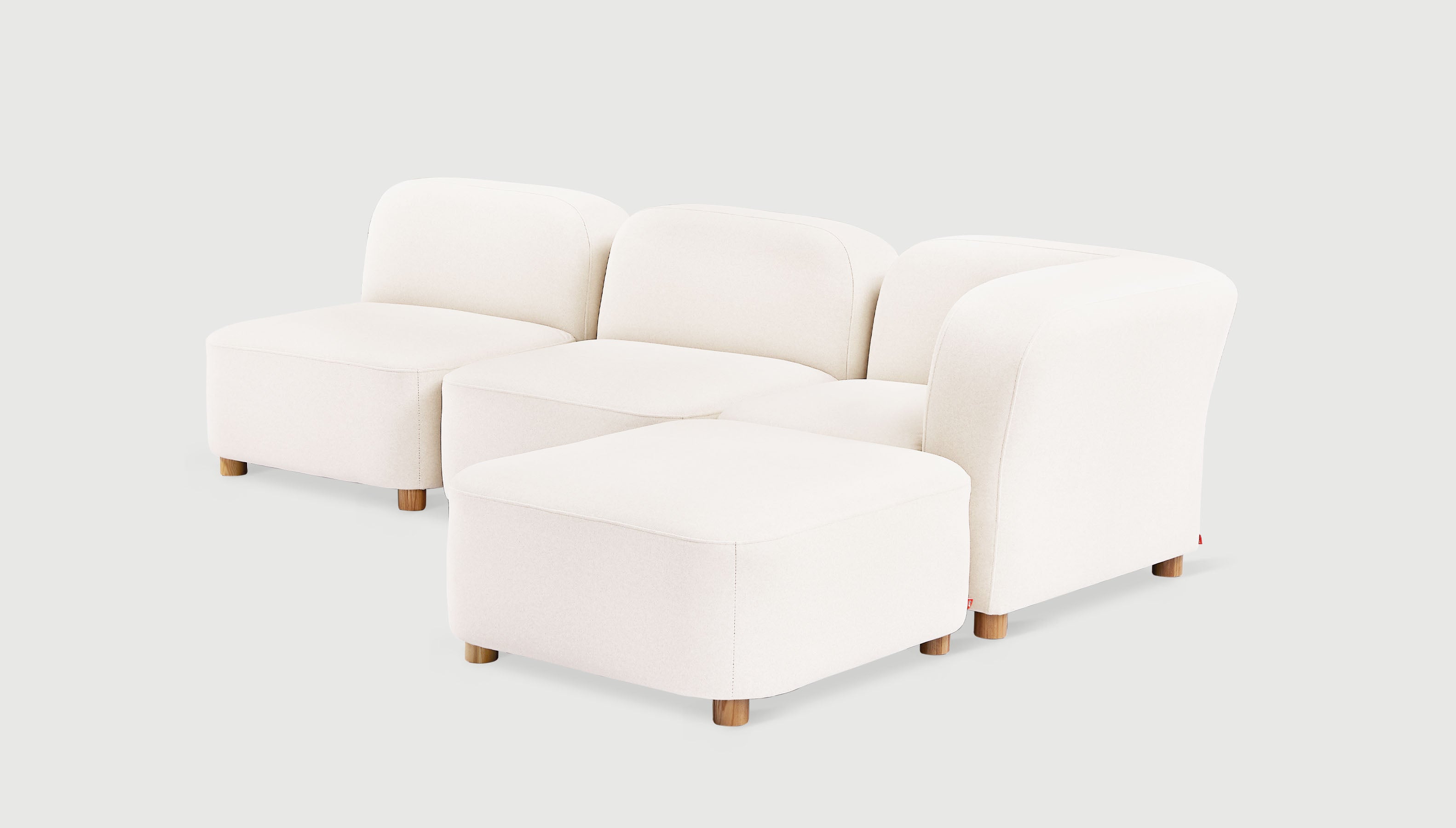 Circuit Modular 4-pc Sectional Merino Cream / Natural AshSofa Gus*  Merino Cream Natural Ash  Four Hands, Mid Century Modern Furniture, Old Bones Furniture Company, Old Bones Co, Modern Mid Century, Designer Furniture, https://www.oldbonesco.com/