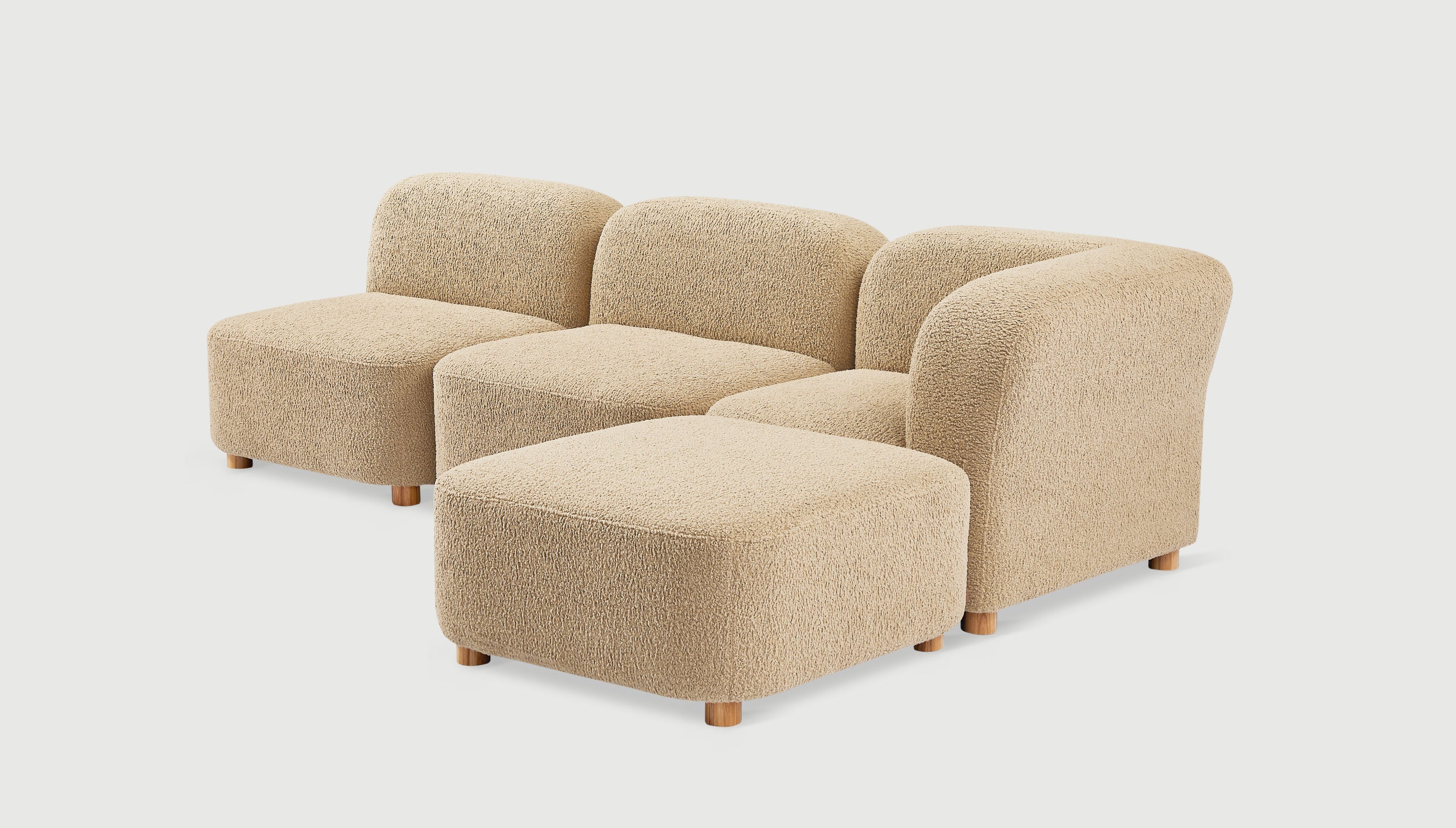 Circuit Modular 4-pc Sectional Himalaya Dune / Natural AshSofa Gus*  Himalaya Dune Natural Ash  Four Hands, Mid Century Modern Furniture, Old Bones Furniture Company, Old Bones Co, Modern Mid Century, Designer Furniture, https://www.oldbonesco.com/