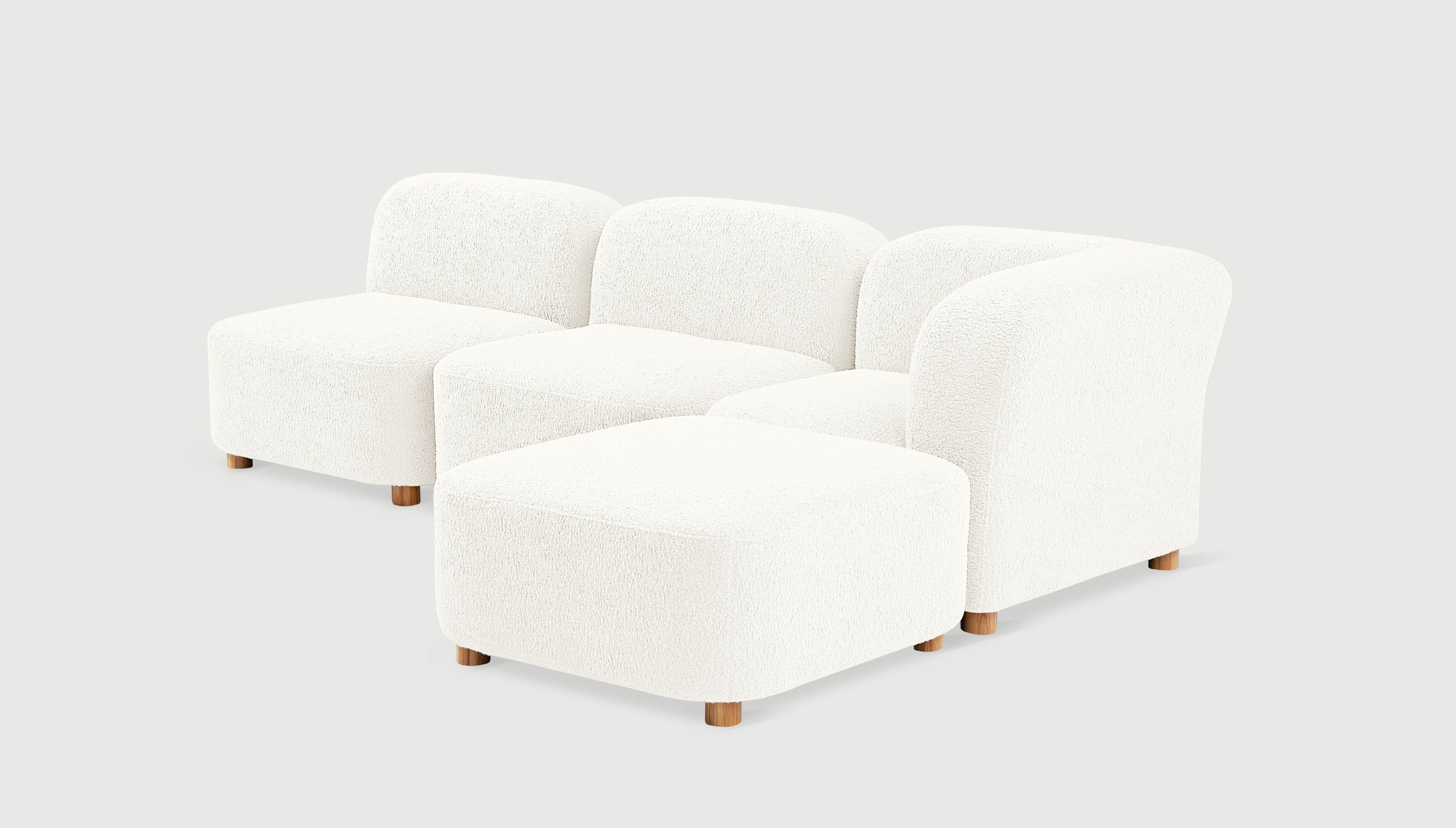 Circuit Modular 4-pc Sectional Himalaya Cloud / Natural AshSofa Gus*  Himalaya Cloud Natural Ash  Four Hands, Mid Century Modern Furniture, Old Bones Furniture Company, Old Bones Co, Modern Mid Century, Designer Furniture, https://www.oldbonesco.com/