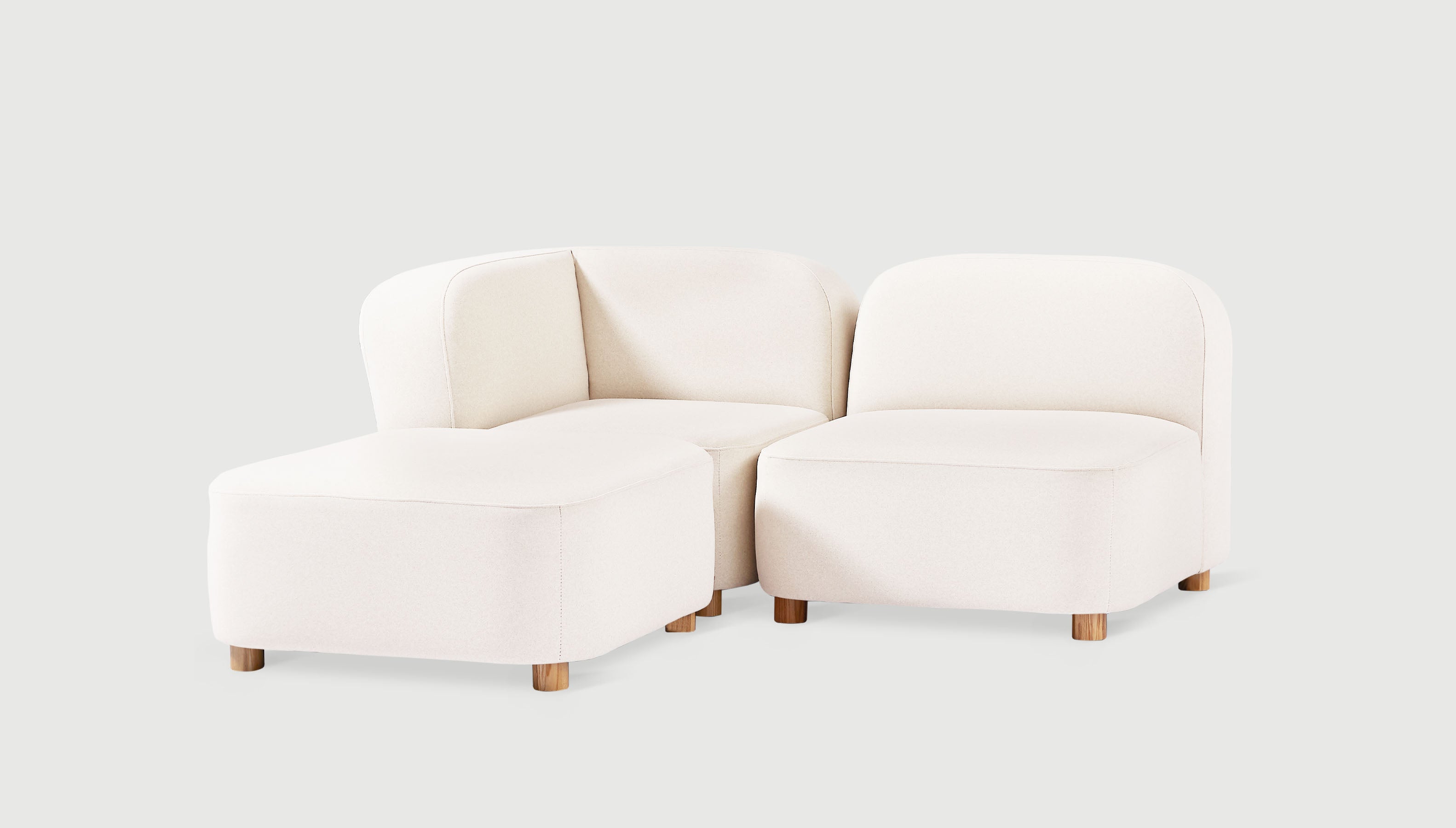 Circuit Modular 3-pc Sectional Merino Cream / Natural AshSofa Gus*  Merino Cream Natural Ash  Four Hands, Mid Century Modern Furniture, Old Bones Furniture Company, Old Bones Co, Modern Mid Century, Designer Furniture, https://www.oldbonesco.com/