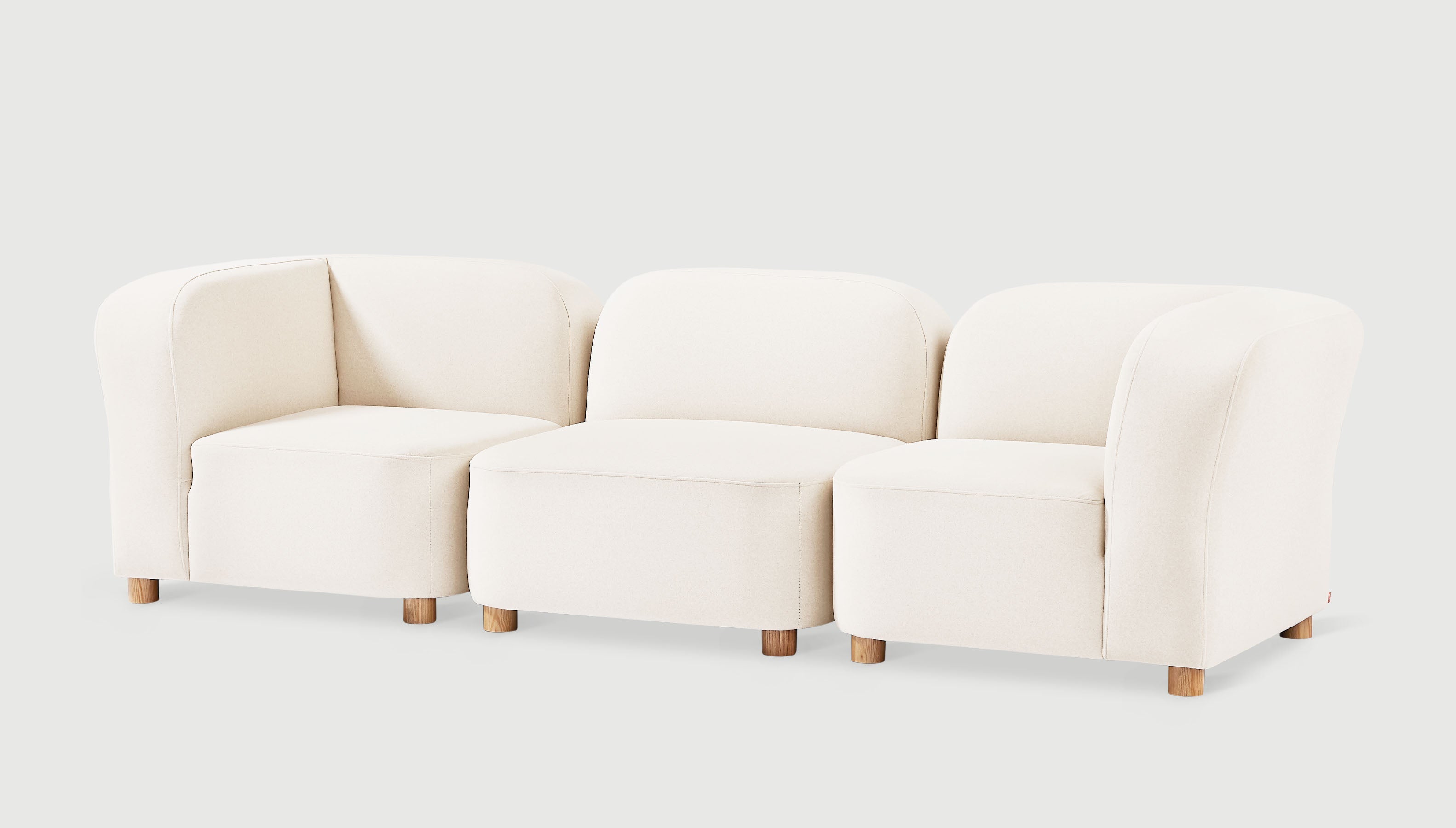 Circuit Modular 3-pc Sofa Merino Cream / Natural AshSofa Gus*  Merino Cream Natural Ash  Four Hands, Mid Century Modern Furniture, Old Bones Furniture Company, Old Bones Co, Modern Mid Century, Designer Furniture, https://www.oldbonesco.com/