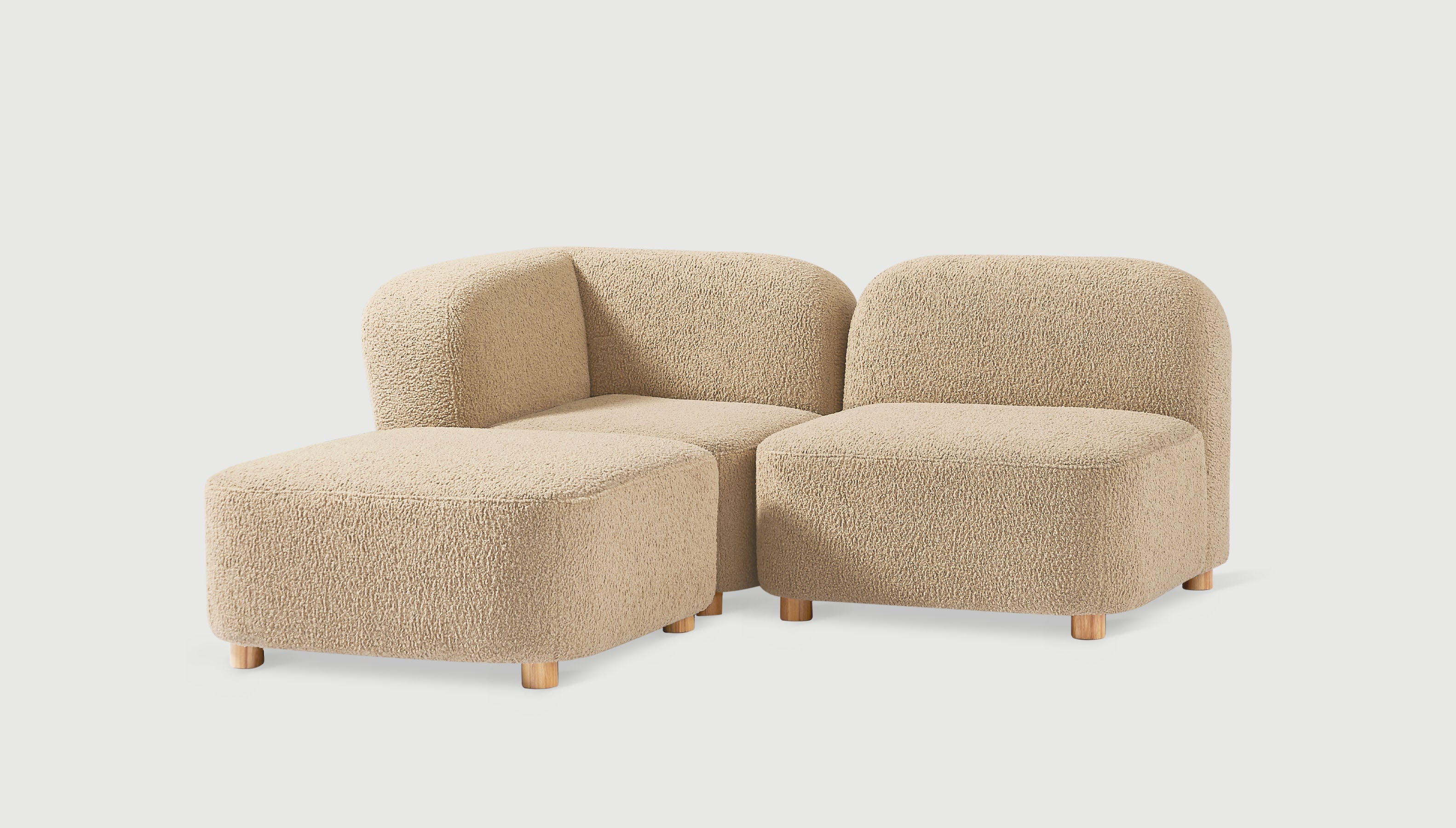 Circuit Modular 3-pc Sectional Himalaya Dune / Natural AshSofa Gus*  Himalaya Dune Natural Ash  Four Hands, Mid Century Modern Furniture, Old Bones Furniture Company, Old Bones Co, Modern Mid Century, Designer Furniture, https://www.oldbonesco.com/