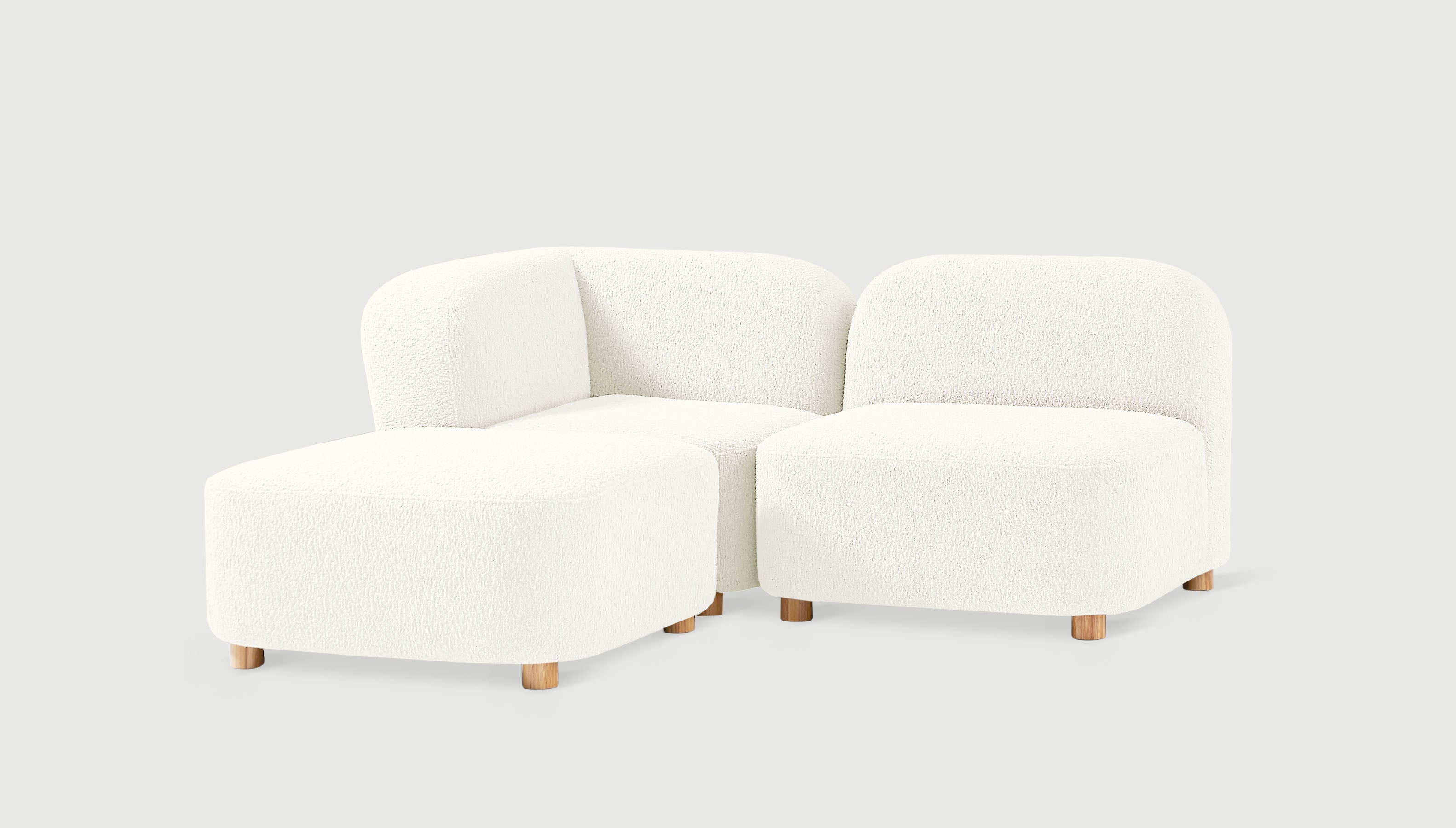 Circuit Modular 3-pc Sectional Himalaya Cloud / Natural AshSofa Gus*  Himalaya Cloud Natural Ash  Four Hands, Mid Century Modern Furniture, Old Bones Furniture Company, Old Bones Co, Modern Mid Century, Designer Furniture, https://www.oldbonesco.com/