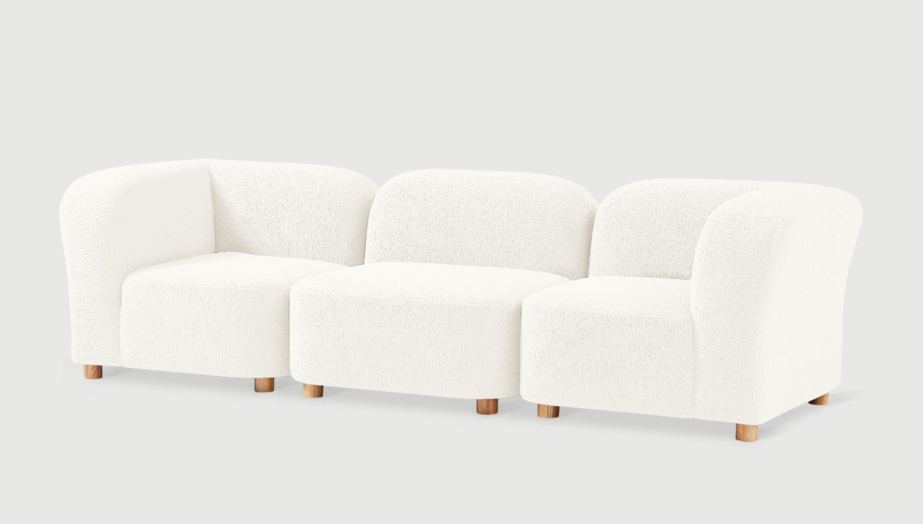 Circuit Modular 3-pc Sofa Himalaya Cloud / Natural AshSofa Gus*  Himalaya Cloud Natural Ash  Four Hands, Mid Century Modern Furniture, Old Bones Furniture Company, Old Bones Co, Modern Mid Century, Designer Furniture, https://www.oldbonesco.com/