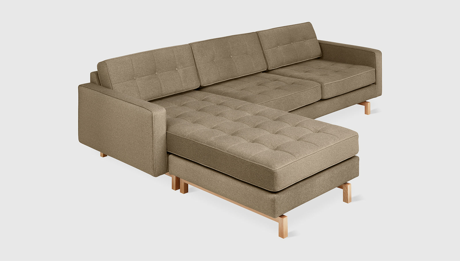 Jane 2 Bi-Sectional Merino Mocha / Natural AshSectionals Gus*  Merino Mocha Natural Ash  Four Hands, Mid Century Modern Furniture, Old Bones Furniture Company, Old Bones Co, Modern Mid Century, Designer Furniture, https://www.oldbonesco.com/