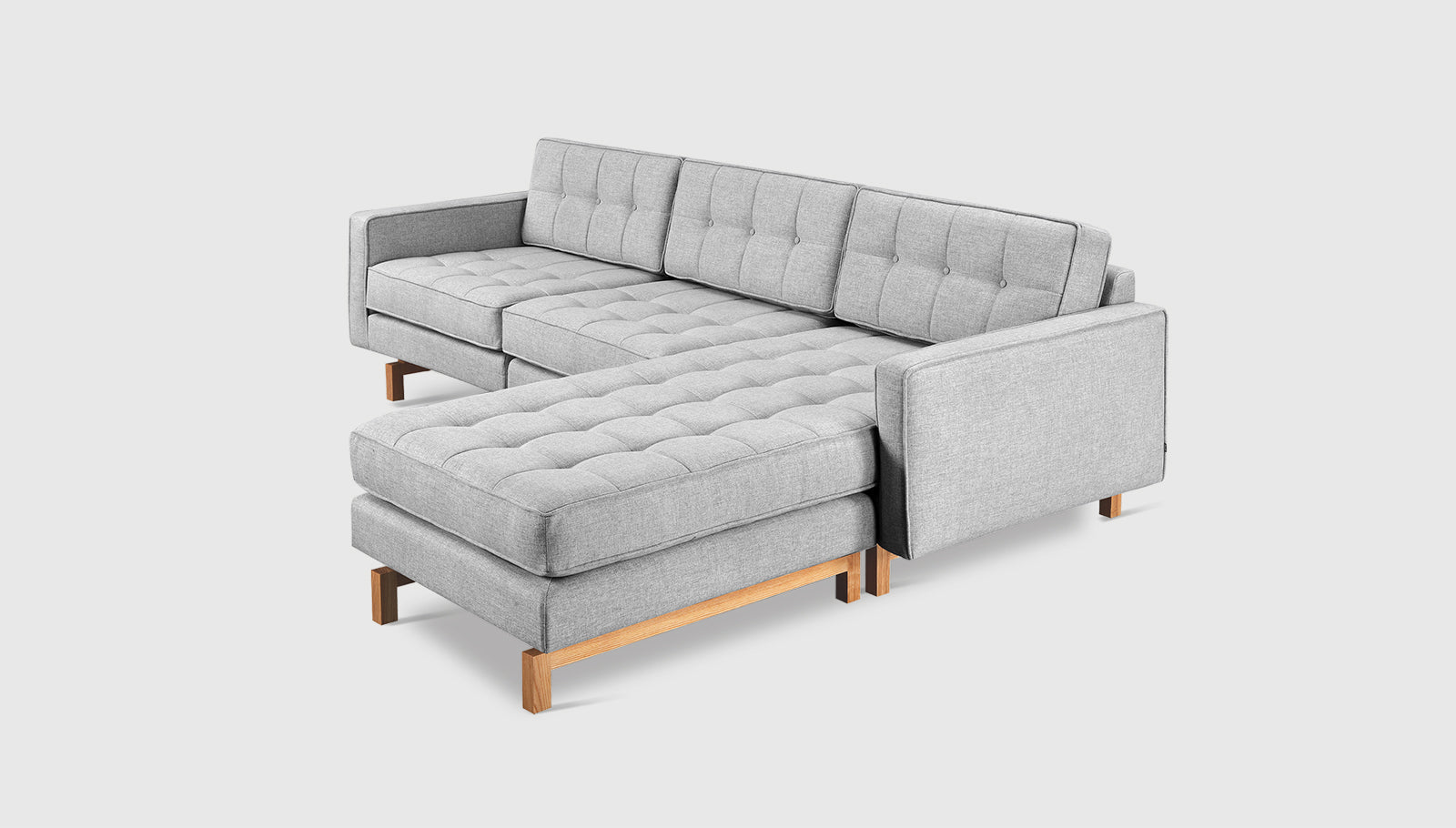 Jane 2 Bi-Sectional Bayview Silver / Natural AshSectionals Gus*  Bayview Silver Natural Ash  Four Hands, Mid Century Modern Furniture, Old Bones Furniture Company, Old Bones Co, Modern Mid Century, Designer Furniture, https://www.oldbonesco.com/