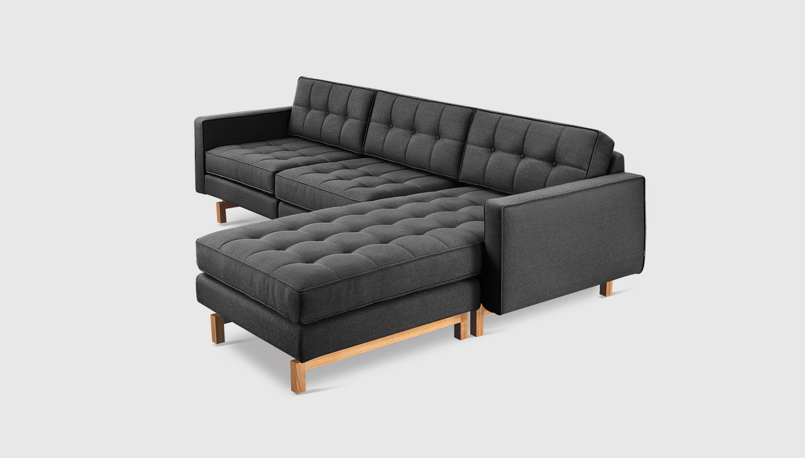 Jane 2 Bi-Sectional Urban Tweed Ink / Natural AshSectionals Gus*  Urban Tweed Ink Natural Ash  Four Hands, Mid Century Modern Furniture, Old Bones Furniture Company, Old Bones Co, Modern Mid Century, Designer Furniture, https://www.oldbonesco.com/