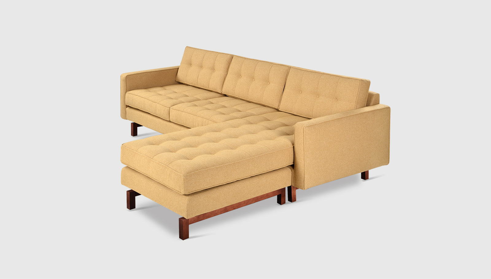 Jane 2 Bi-Sectional Stockholm Camel / WalnutSectionals Gus*  Stockholm Camel Walnut  Four Hands, Mid Century Modern Furniture, Old Bones Furniture Company, Old Bones Co, Modern Mid Century, Designer Furniture, https://www.oldbonesco.com/