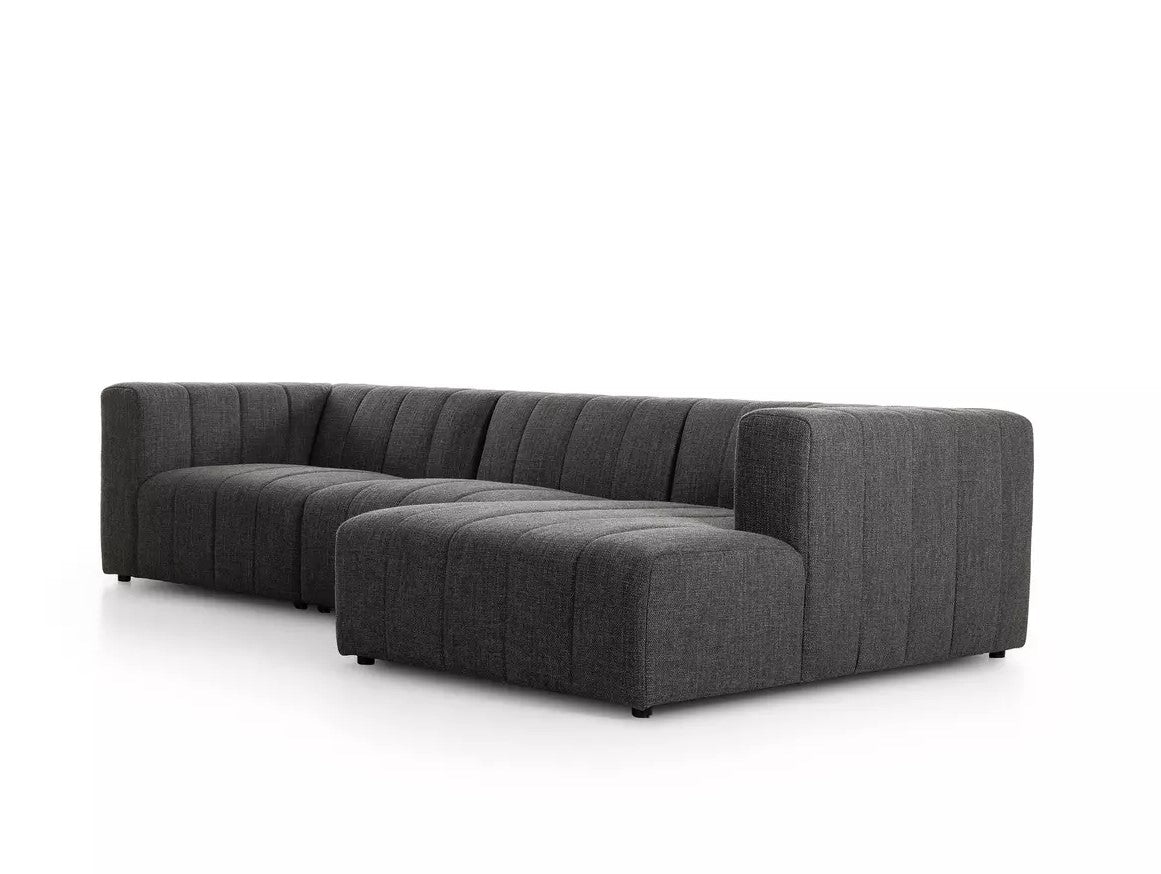 Langham Channeled Sectional Right Arm Facing 3 Piece / Saxon CharcoalSectionals Four Hands  Right Arm Facing 3 Piece Saxon Charcoal  Four Hands, Mid Century Modern Furniture, Old Bones Furniture Company, Old Bones Co, Modern Mid Century, Designer Furniture, https://www.oldbonesco.com/