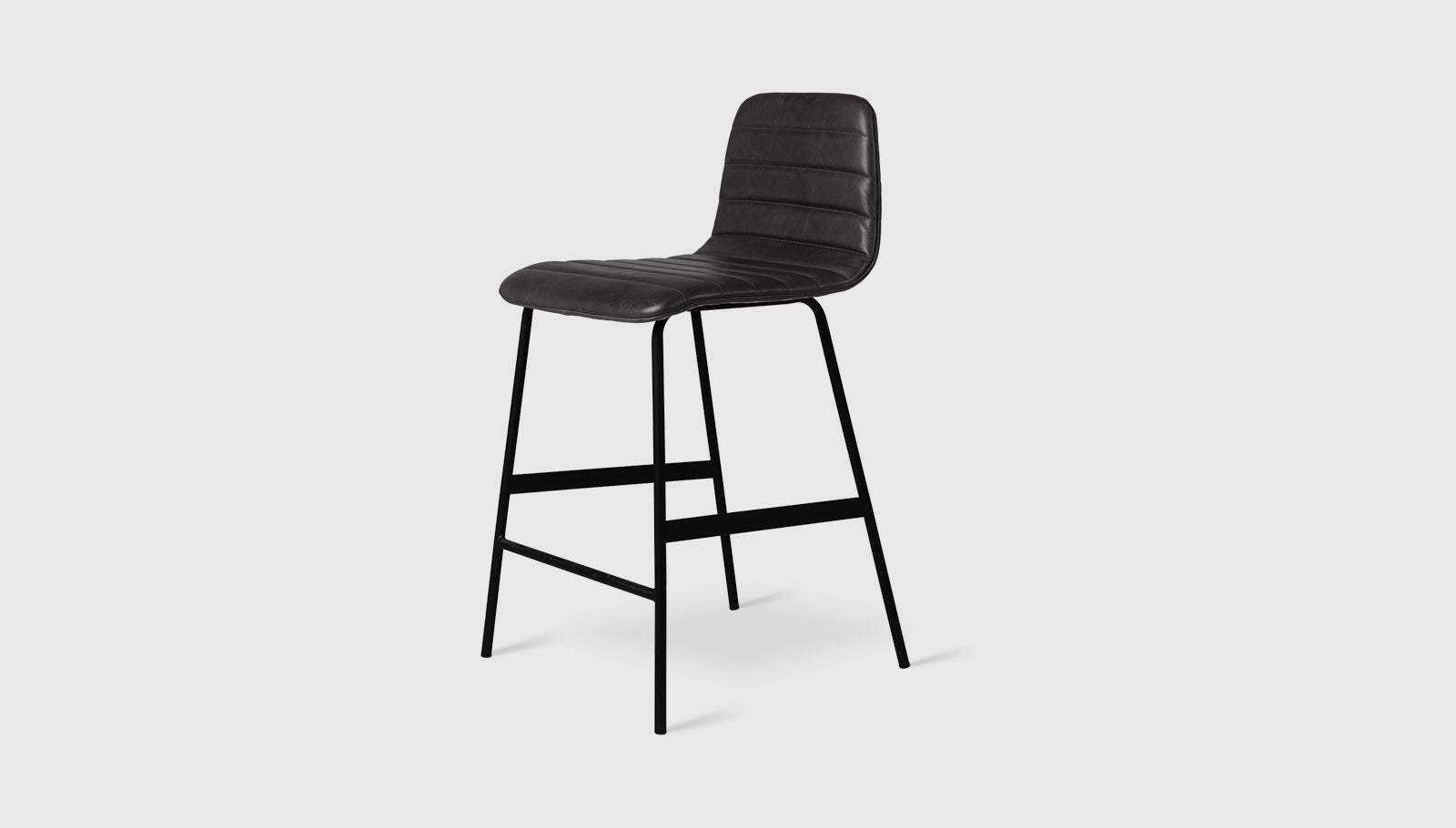 Lecture Counter Stool Upholstered Saddle Black Leather / BlackChair Gus*  Saddle Black Leather Black  Four Hands, Mid Century Modern Furniture, Old Bones Furniture Company, Old Bones Co, Modern Mid Century, Designer Furniture, https://www.oldbonesco.com/