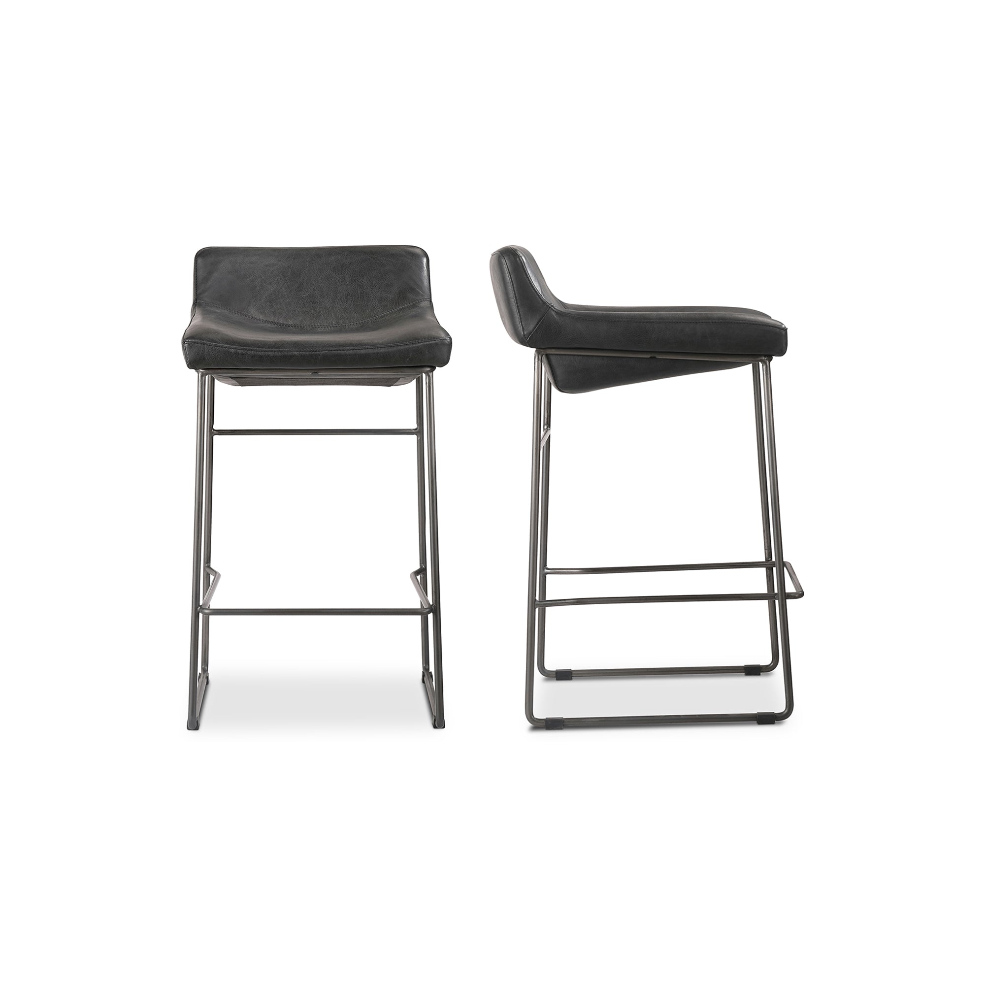 Starlet Counter Stool Open Road Leather - Set of Two BlackCounter Stool Moe's Black   Four Hands, Mid Century Modern Furniture, Old Bones Furniture Company, Old Bones Co, Modern Mid Century, Designer Furniture, Furniture Sale, Warehouse Furniture Sale, Starlet Counter Stool Open Road Leather - Set of Two Sale, https://www.oldbonesco.com/