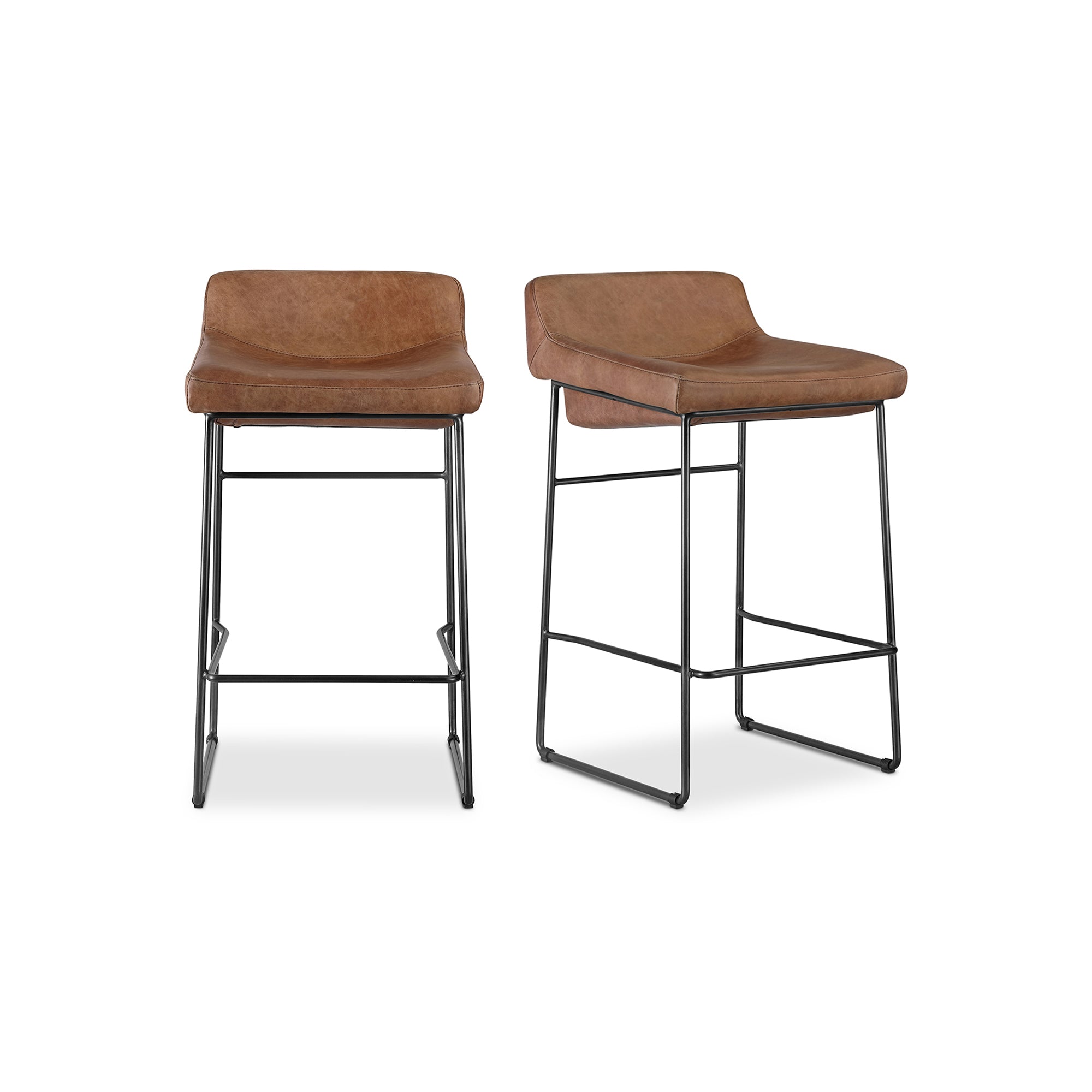 Starlet Counter Stool Open Road Leather - Set of Two Counter Stool Moe's    Four Hands, Mid Century Modern Furniture, Old Bones Furniture Company, Old Bones Co, Modern Mid Century, Designer Furniture, Furniture Sale, Warehouse Furniture Sale, Starlet Counter Stool Open Road Leather - Set of Two Sale, https://www.oldbonesco.com/