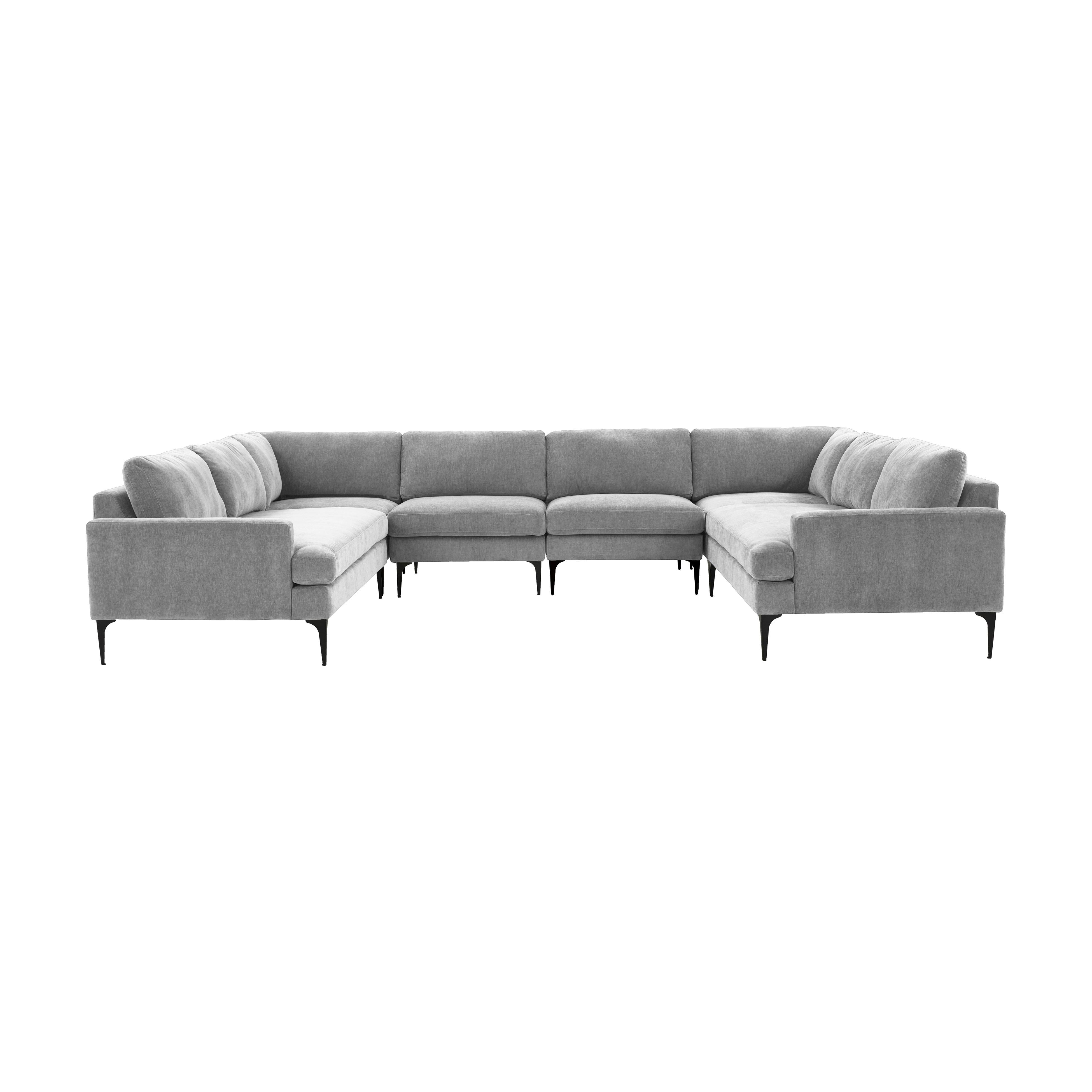 Serena Velvet U-Sectional Sectionals TOV Furniture Grey Black   Sectionals, Mid Century Furniture, Furniture Sale, Old Bones Co, Mid Century Furniture Sale, Four Hands Furniture, Sale,Gus, Sale,Perigold Serena Velvet U-Sectional Sectionals Sale, Perigold Sale Serena Velvet U-Sectional,Serena Velvet U-Sectional Lulu and Georgia, Burke Decor Sale Serena Velvet U-Sectional, www.oldbonesco.com