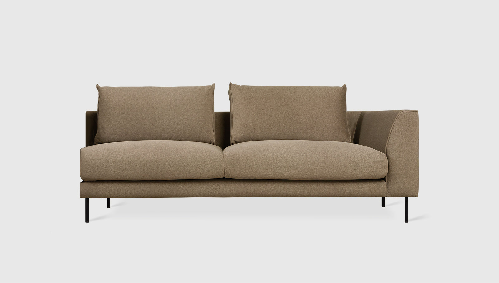 Renfrew Right Arm Merino Mocha / BlackSofa Gus*  Merino Mocha Black  Four Hands, Mid Century Modern Furniture, Old Bones Furniture Company, Old Bones Co, Modern Mid Century, Designer Furniture, https://www.oldbonesco.com/