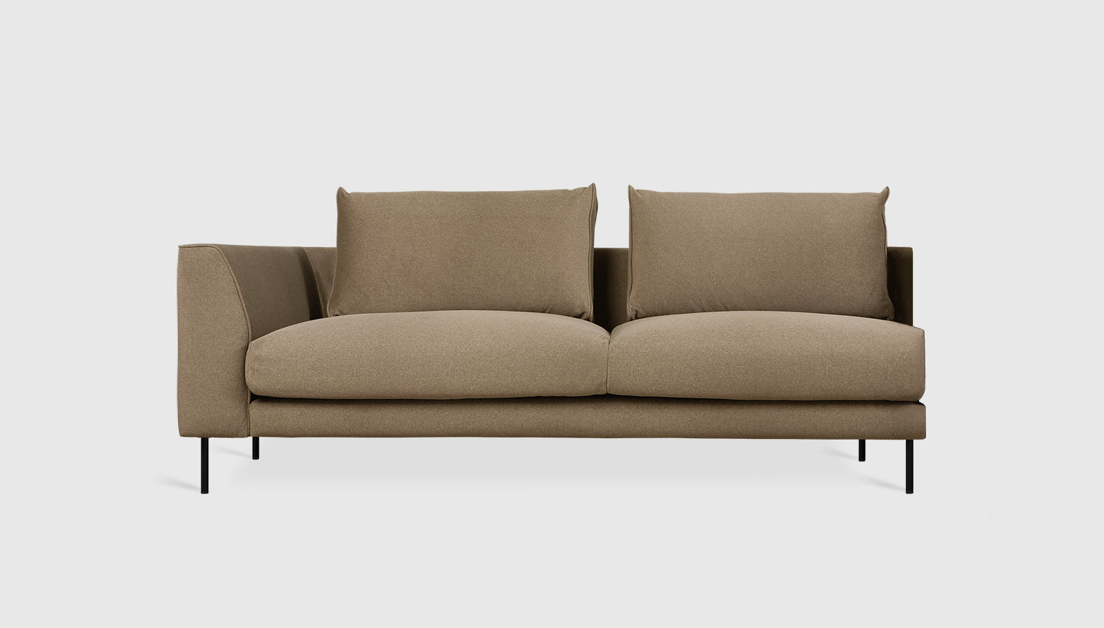 Renfrew Left Arm Merino Mocha / BlackSofa Gus*  Merino Mocha Black  Four Hands, Mid Century Modern Furniture, Old Bones Furniture Company, Old Bones Co, Modern Mid Century, Designer Furniture, https://www.oldbonesco.com/