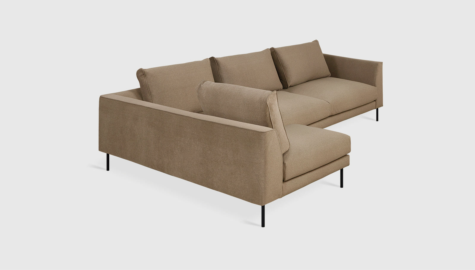 Renfrew Sectional Merino Mocha / Black / Left FacingSectional Sofa Gus*  Merino Mocha Black Left Facing Four Hands, Mid Century Modern Furniture, Old Bones Furniture Company, Old Bones Co, Modern Mid Century, Designer Furniture, https://www.oldbonesco.com/