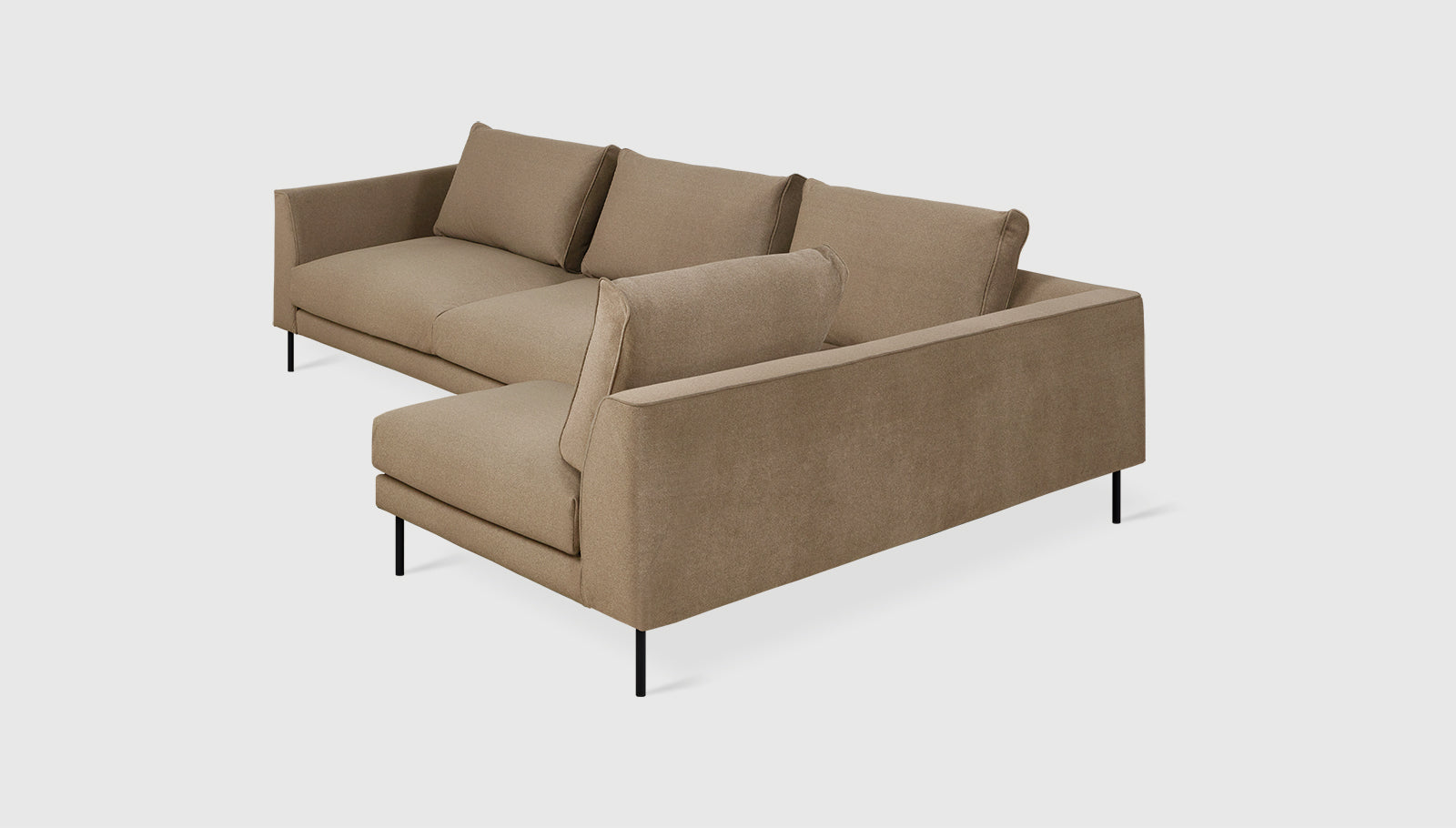 Renfrew Sectional Merino Mocha / Black / Right FacingSectional Sofa Gus*  Merino Mocha Black Right Facing Four Hands, Mid Century Modern Furniture, Old Bones Furniture Company, Old Bones Co, Modern Mid Century, Designer Furniture, https://www.oldbonesco.com/