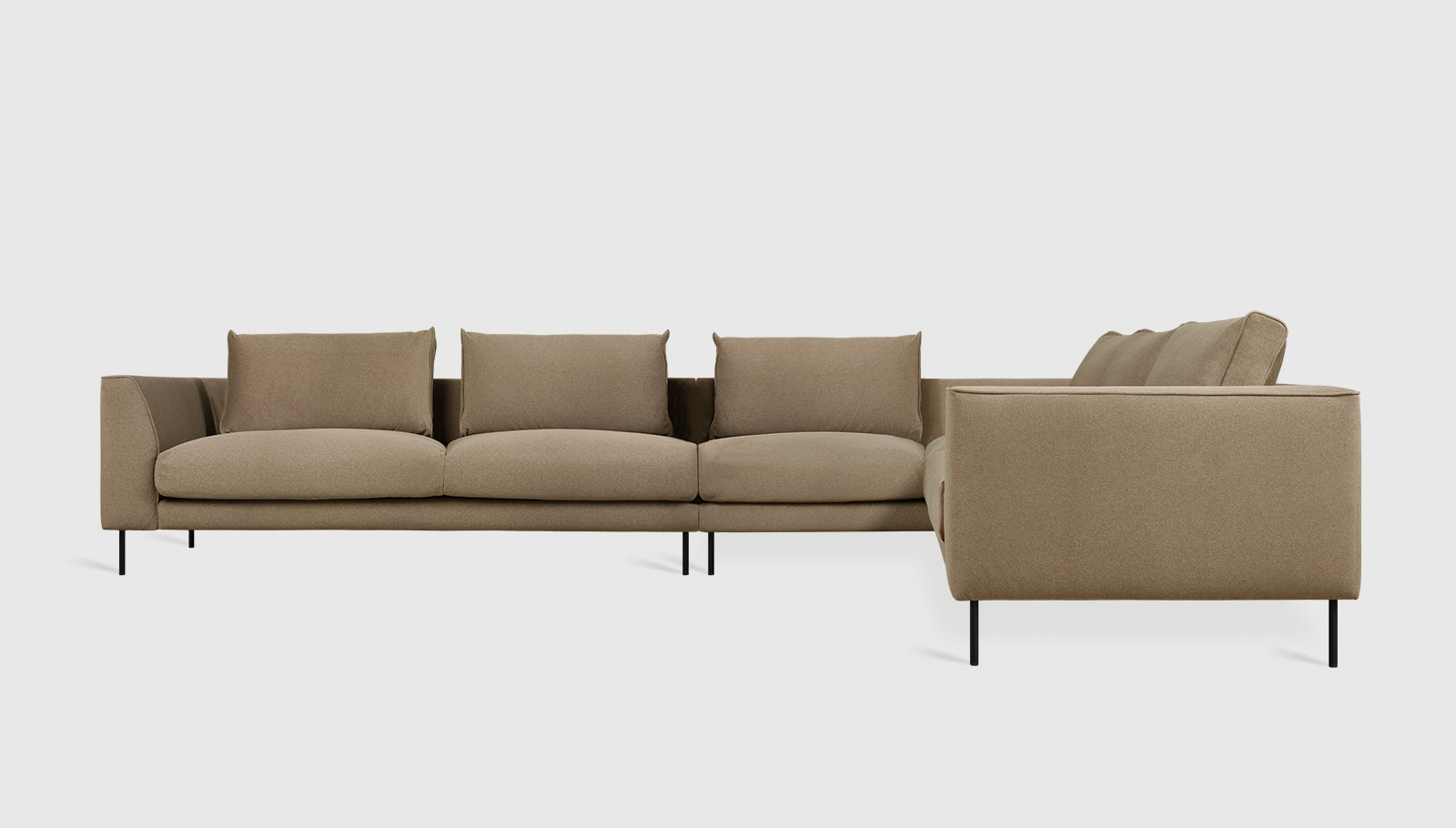 Renfrew XL Sectional Merino Mocha / Black / Right FacingSectional Sofa Gus*  Merino Mocha Black Right Facing Four Hands, Mid Century Modern Furniture, Old Bones Furniture Company, Old Bones Co, Modern Mid Century, Designer Furniture, https://www.oldbonesco.com/