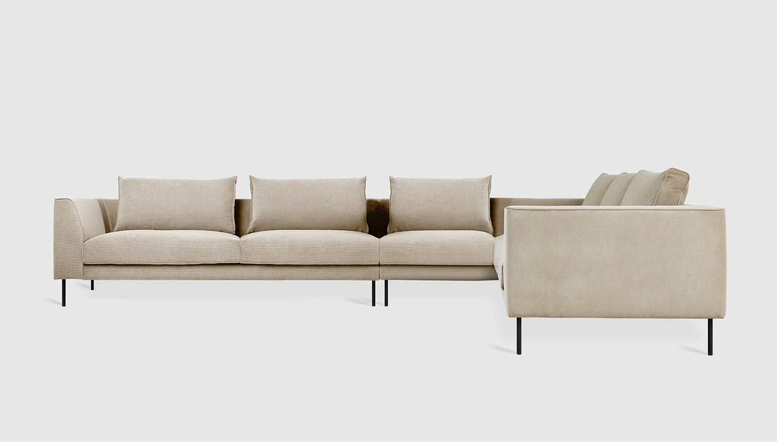 Renfrew XL Sectional Mersey Caribou / Black / Right FacingSectional Sofa Gus*  Mersey Caribou Black Right Facing Four Hands, Mid Century Modern Furniture, Old Bones Furniture Company, Old Bones Co, Modern Mid Century, Designer Furniture, https://www.oldbonesco.com/