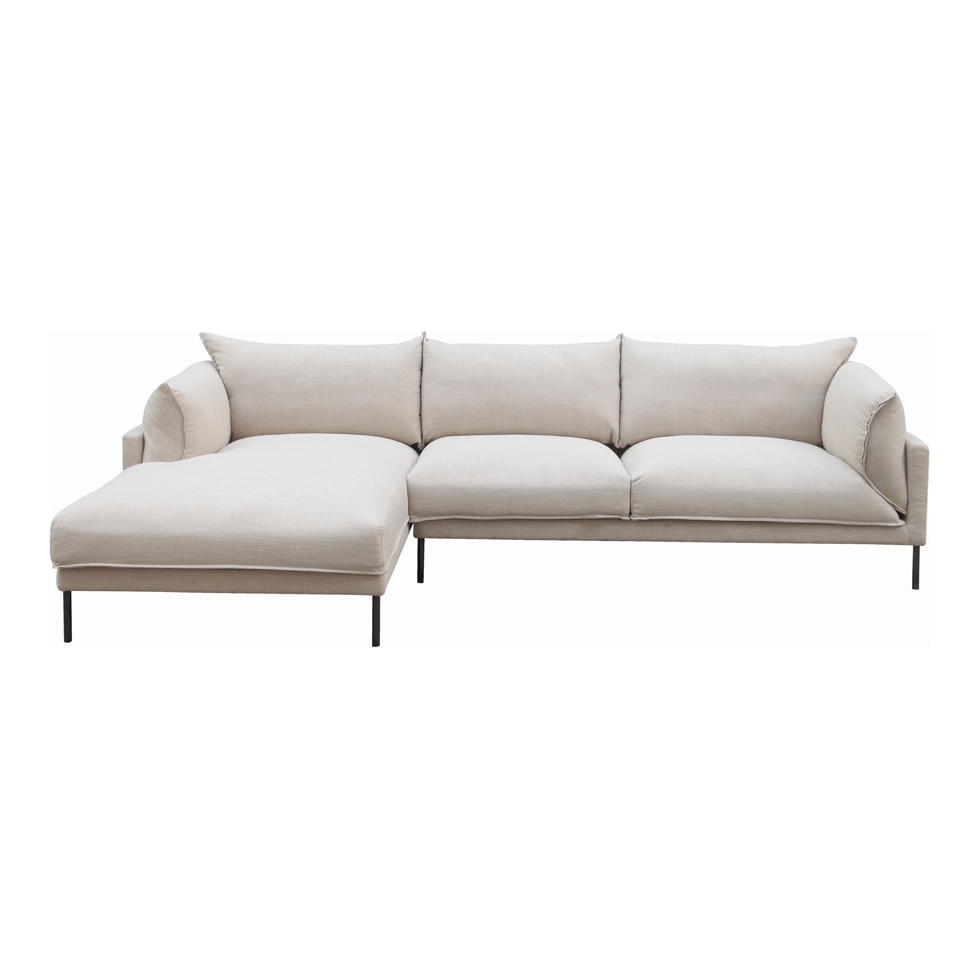 Jamara Sectional Left / Sandy BeigeSectional Sofa Moe's Left Sandy Beige  Four Hands, Mid Century Modern Furniture, Old Bones Furniture Company, Old Bones Co, Modern Mid Century, Designer Furniture, Furniture Sale, Warehouse Furniture Sale, Jamara Sectional Sale, https://www.oldbonesco.com/