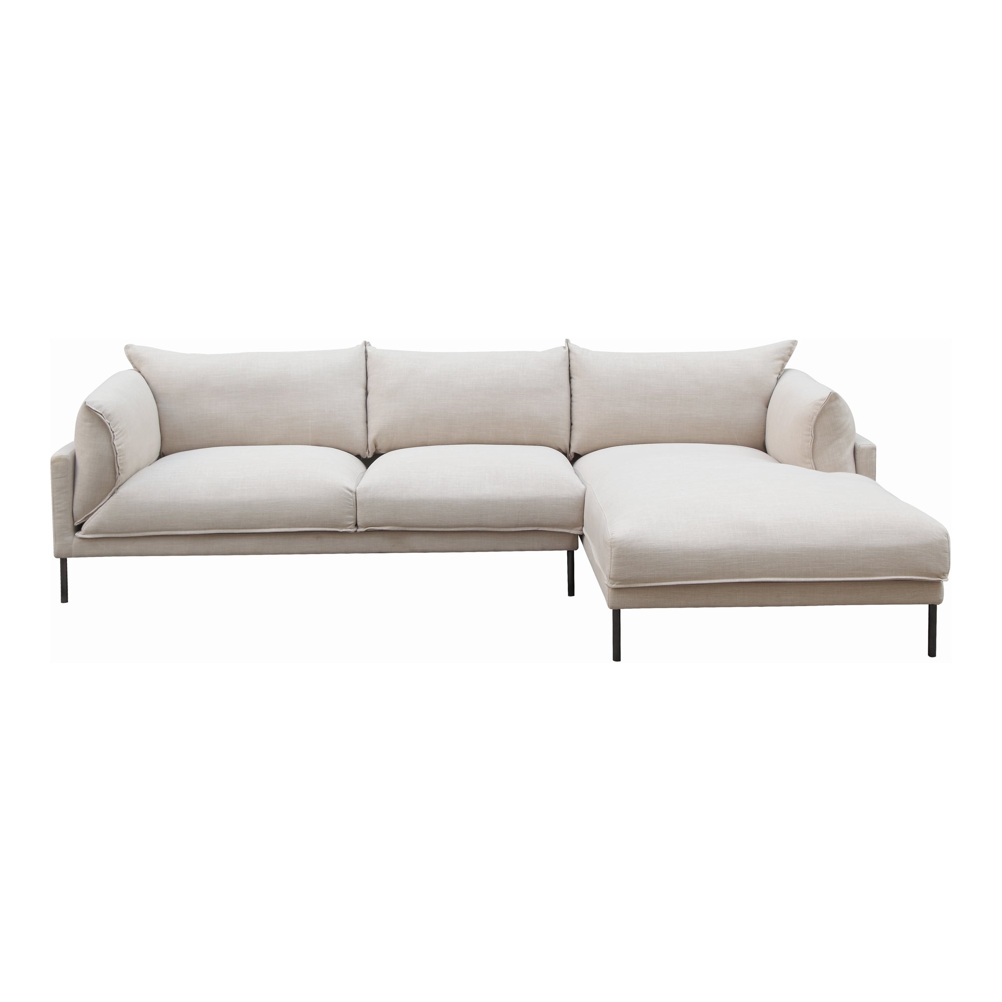 Jamara Sectional Right / Sandy BeigeSectional Sofa Moe's Right Sandy Beige  Four Hands, Mid Century Modern Furniture, Old Bones Furniture Company, Old Bones Co, Modern Mid Century, Designer Furniture, Furniture Sale, Warehouse Furniture Sale, Jamara Sectional Sale, https://www.oldbonesco.com/