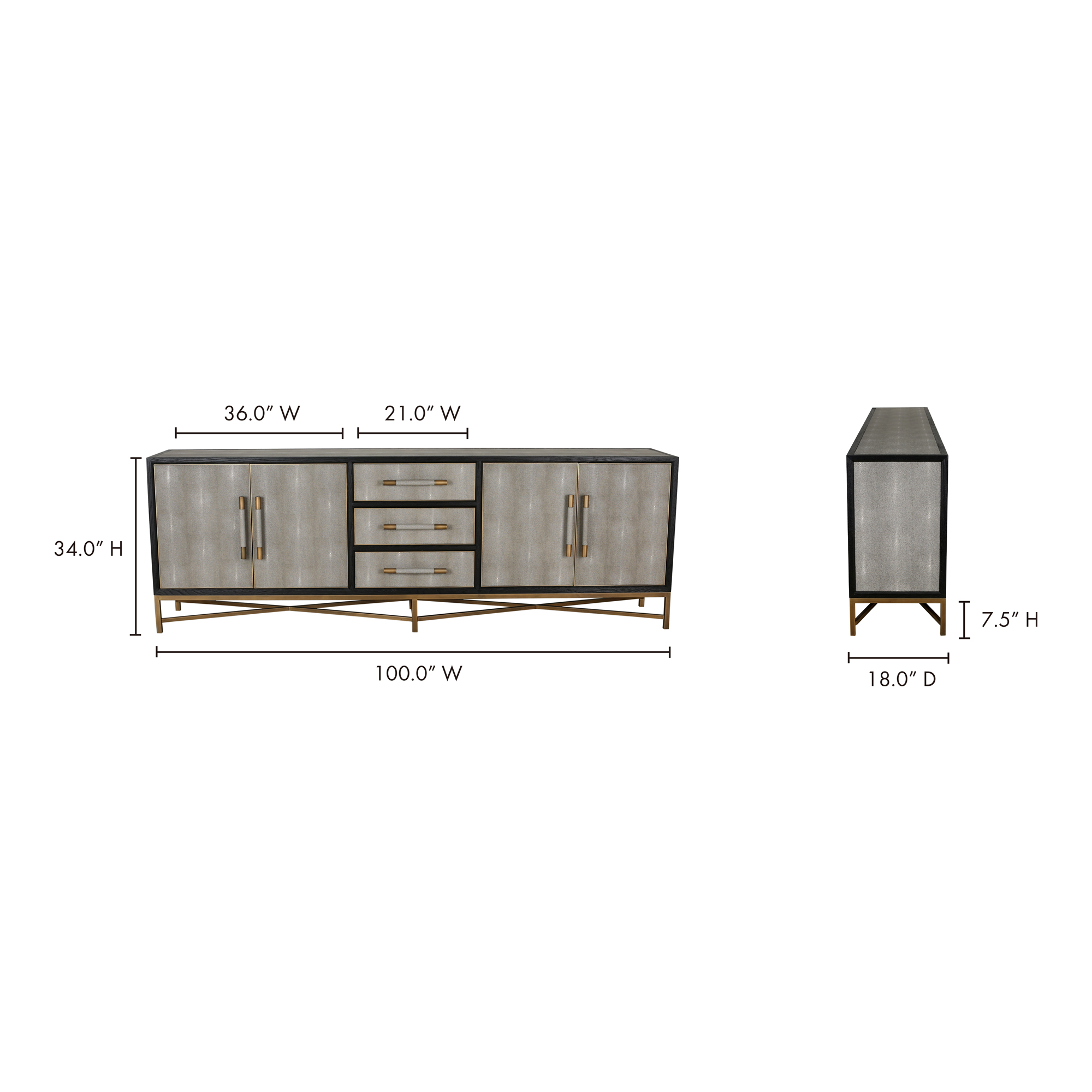 Mako Sideboard Large Buffets & Sideboards Moe's    Four Hands, Mid Century Modern Furniture, Old Bones Furniture Company, Old Bones Co, Modern Mid Century, Designer Furniture, Furniture Sale, Warehouse Furniture Sale, Mako Sideboard Large Sale, https://www.oldbonesco.com/