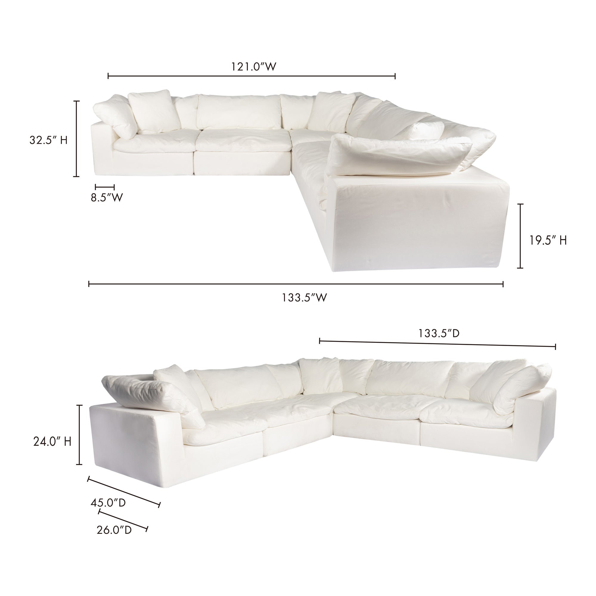 Clay Classic L Modular Sectional Sectional Sofa Moe's    Four Hands, Mid Century Modern Furniture, Old Bones Furniture Company, Old Bones Co, Modern Mid Century, Designer Furniture, Furniture Sale, Warehouse Furniture Sale, Clay Classic L Modular Sectional Sale, https://www.oldbonesco.com/