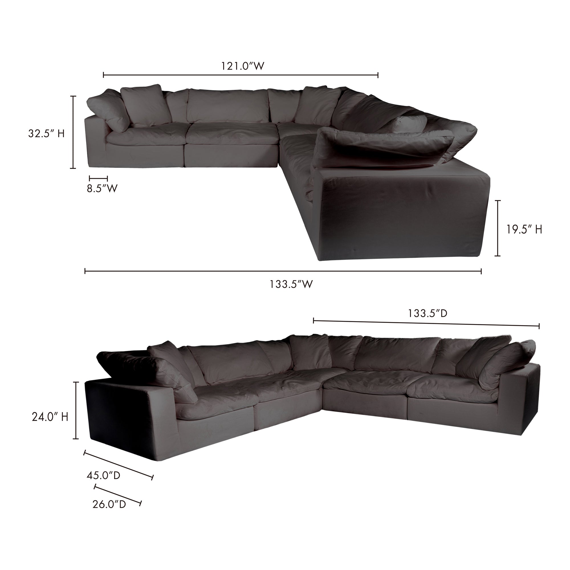 Clay Classic L Modular Sectional Sectional Sofa Moe's    Four Hands, Mid Century Modern Furniture, Old Bones Furniture Company, Old Bones Co, Modern Mid Century, Designer Furniture, Furniture Sale, Warehouse Furniture Sale, Clay Classic L Modular Sectional Sale, https://www.oldbonesco.com/