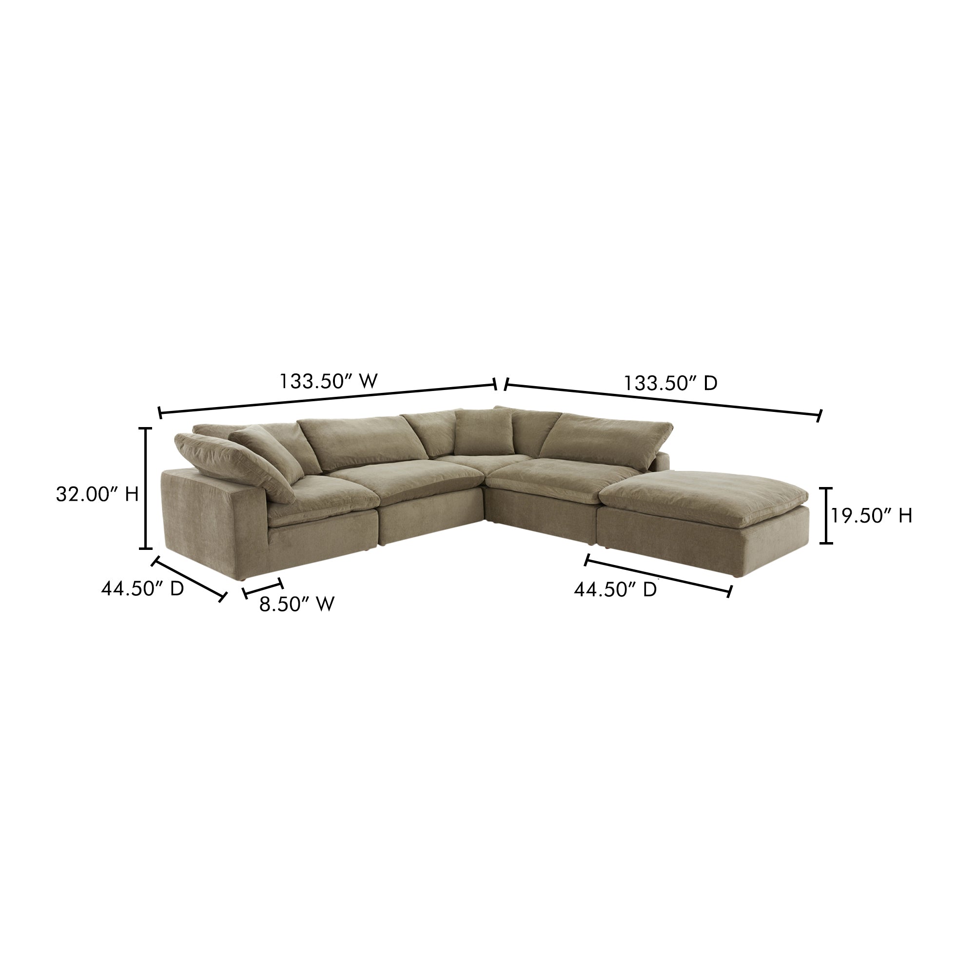 Clay Dream Modular Sectional Sectional Moe's    Four Hands, Mid Century Modern Furniture, Old Bones Furniture Company, Old Bones Co, Modern Mid Century, Designer Furniture, Furniture Sale, Warehouse Furniture Sale, Clay Dream Modular Sectional Sale, https://www.oldbonesco.com/