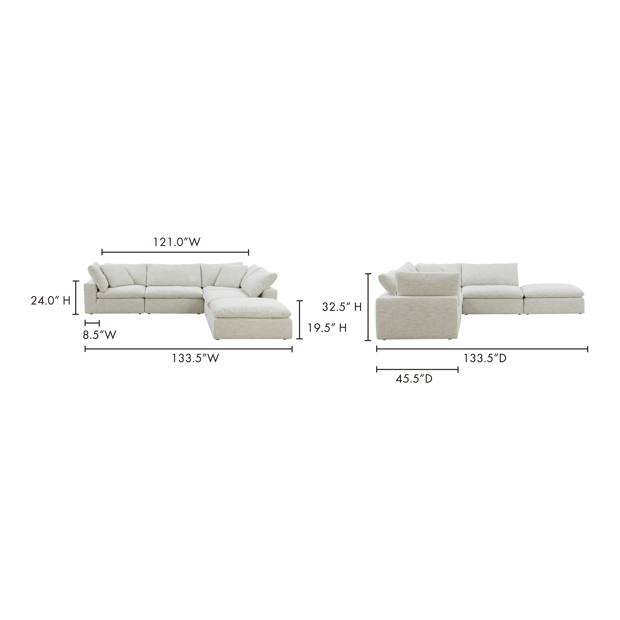 Clay Dream Modular Sectional Sectional Moe's    Four Hands, Mid Century Modern Furniture, Old Bones Furniture Company, Old Bones Co, Modern Mid Century, Designer Furniture, Furniture Sale, Warehouse Furniture Sale, Clay Dream Modular Sectional Sale, https://www.oldbonesco.com/