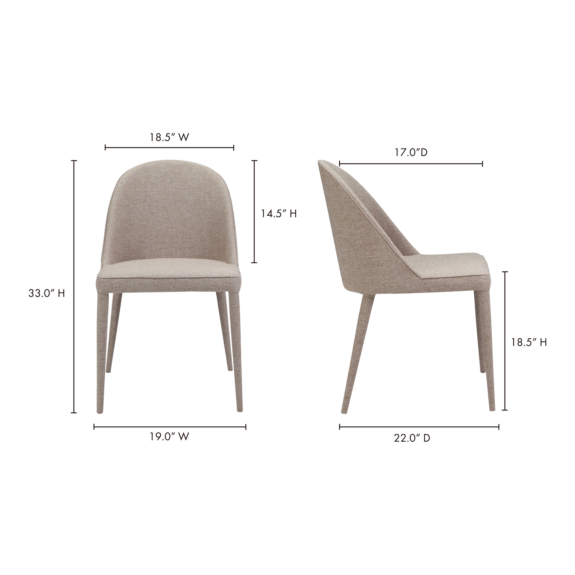 Burton Fabric Dining Chair Light Grey - Set of Two Dining Chair Moe's    Four Hands, Mid Century Modern Furniture, Old Bones Furniture Company, Old Bones Co, Modern Mid Century, Designer Furniture, Furniture Sale, Warehouse Furniture Sale, Burton Fabric Dining Chair Light Grey - Set of Two Sale, https://www.oldbonesco.com/