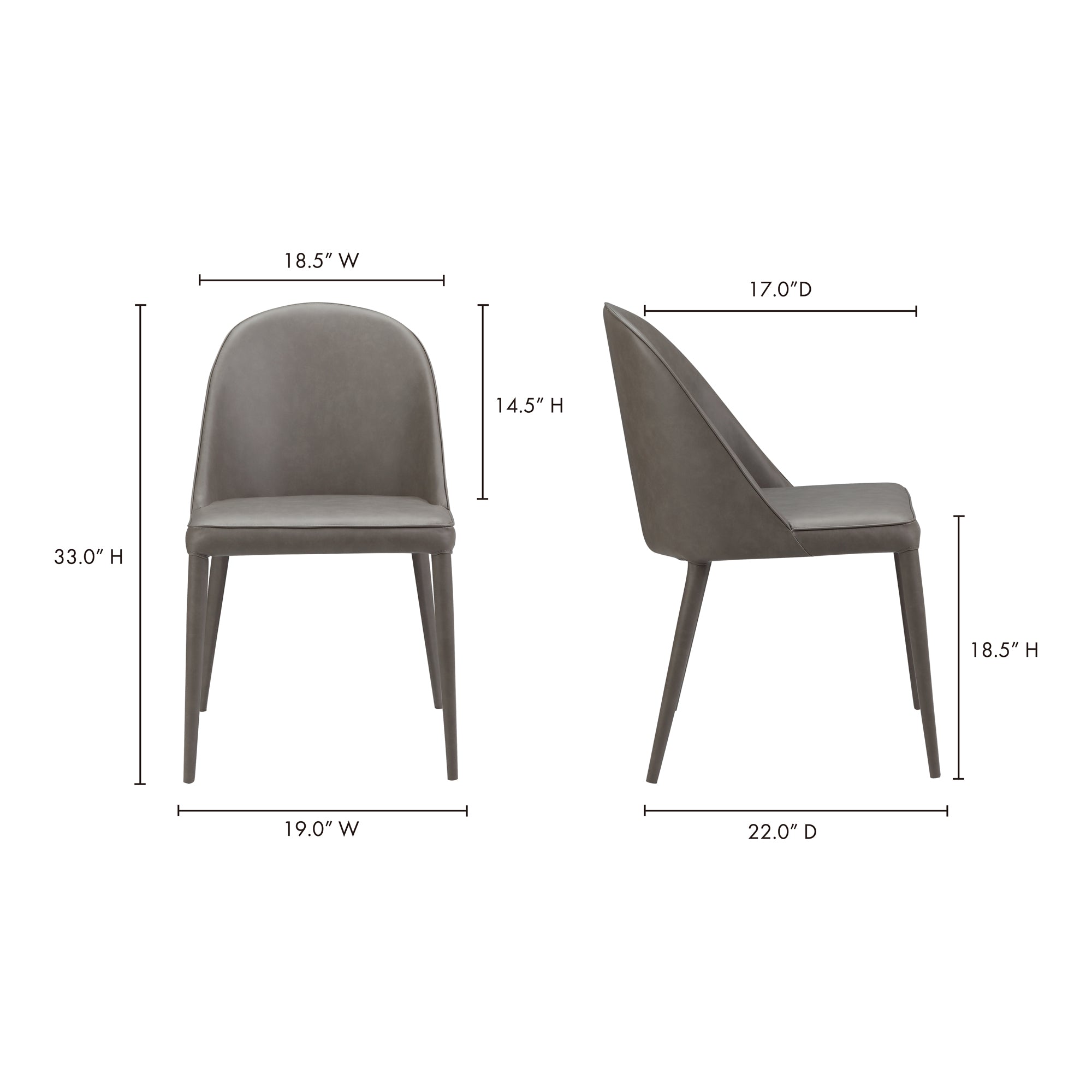 Burton Pu Dining Chair Grey-Set of 2 Dining Chair Moe's    Four Hands, Mid Century Modern Furniture, Old Bones Furniture Company, Old Bones Co, Modern Mid Century, Designer Furniture, Furniture Sale, Warehouse Furniture Sale, Burton Pu Dining Chair Grey-Set of 2 Sale, https://www.oldbonesco.com/