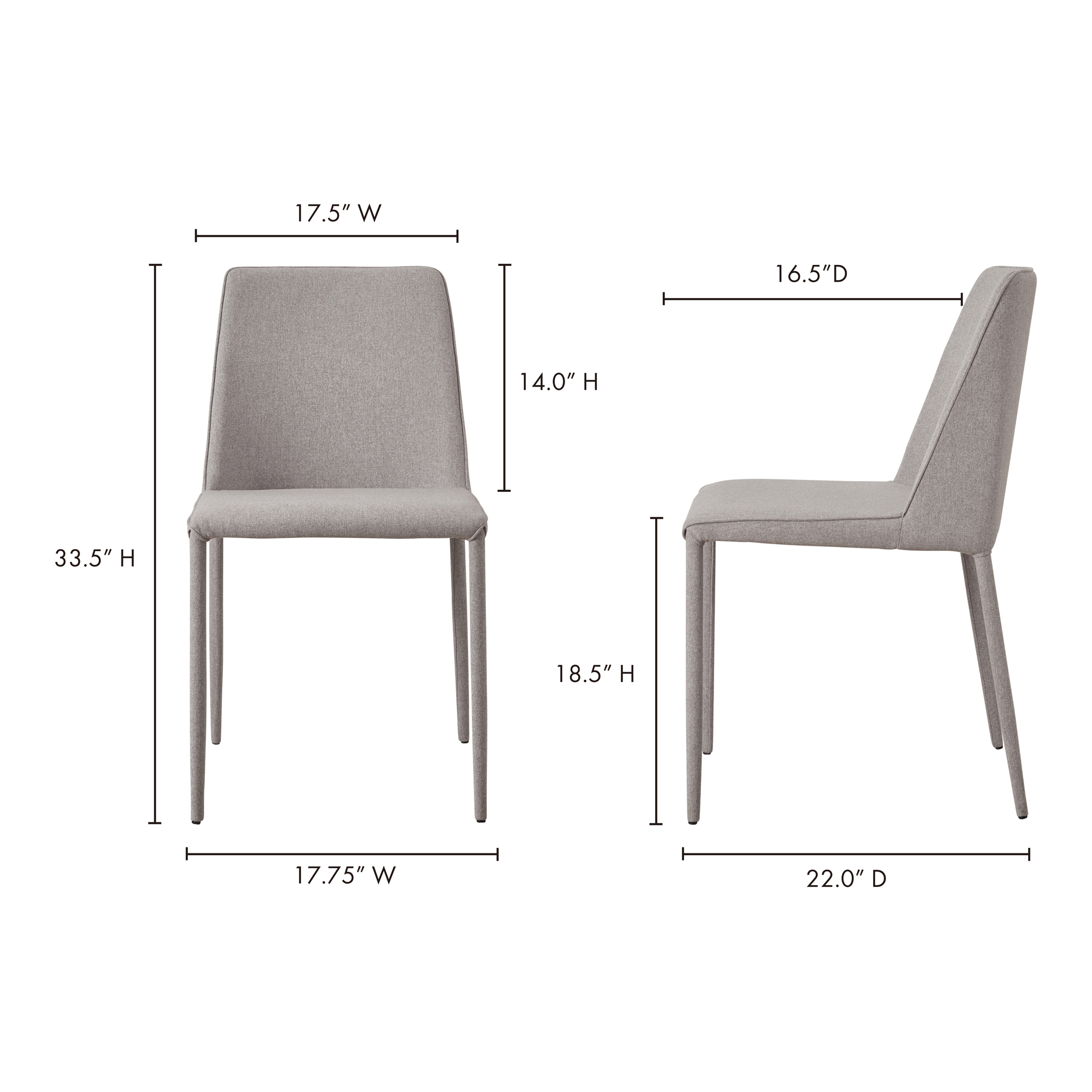 Nora Fabric Dining Chair Light Grey - Set of Two Dining Chair Moe's    Four Hands, Mid Century Modern Furniture, Old Bones Furniture Company, Old Bones Co, Modern Mid Century, Designer Furniture, Furniture Sale, Warehouse Furniture Sale, Nora Fabric Dining Chair Light Grey - Set of Two Sale, https://www.oldbonesco.com/