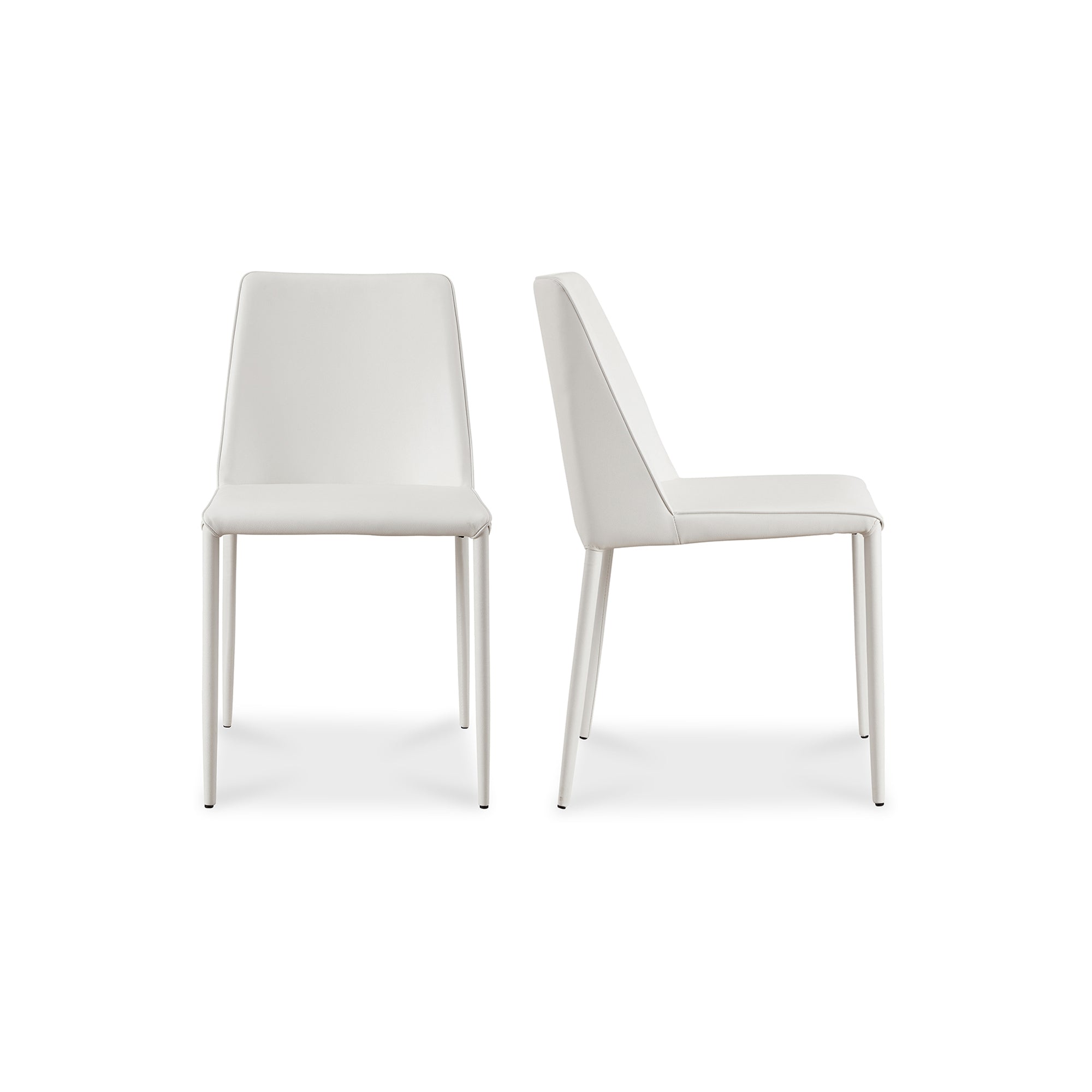 Nora Dining Chair Vegan Leather - Set of Two WhiteDining Chair Moe's White   Four Hands, Mid Century Modern Furniture, Old Bones Furniture Company, Old Bones Co, Modern Mid Century, Designer Furniture, Furniture Sale, Warehouse Furniture Sale, Nora Dining Chair Vegan Leather - Set of Two Sale, https://www.oldbonesco.com/