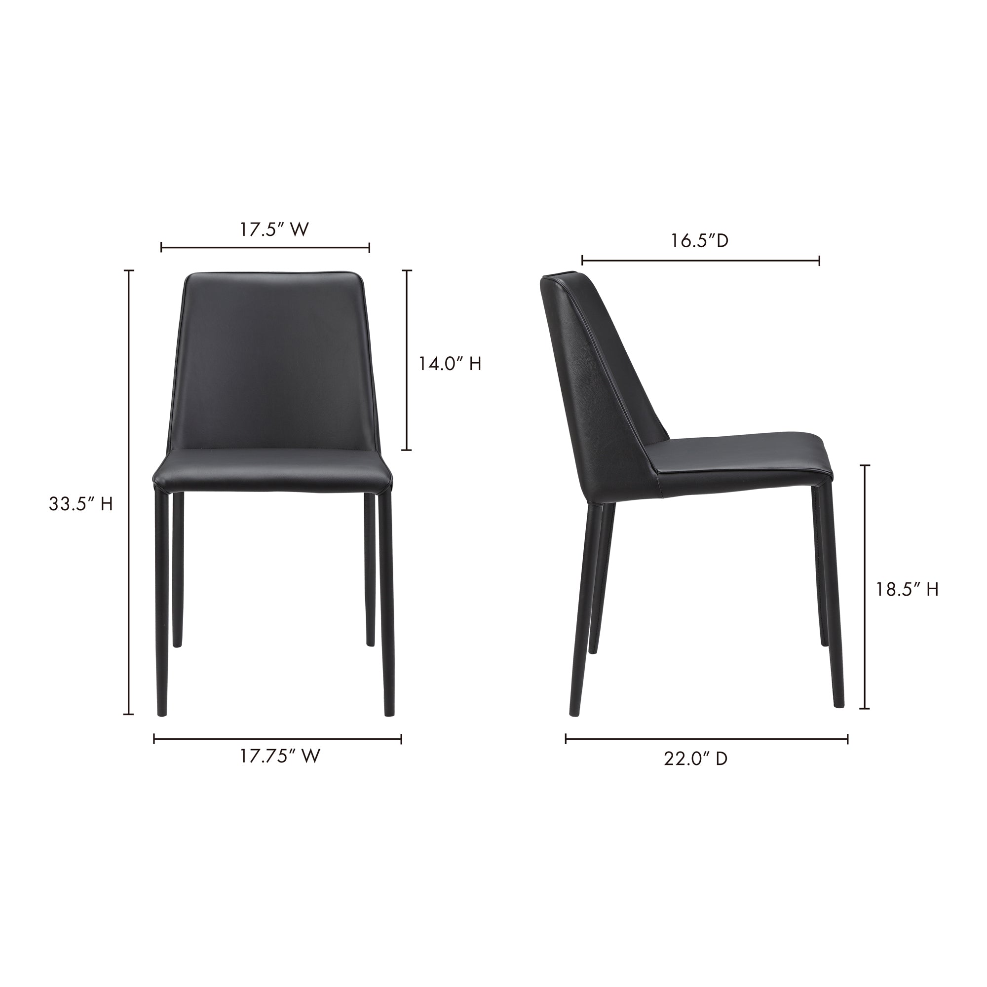 Nora Dining Chair Vegan Leather - Set of Two Dining Chair Moe's    Four Hands, Mid Century Modern Furniture, Old Bones Furniture Company, Old Bones Co, Modern Mid Century, Designer Furniture, Furniture Sale, Warehouse Furniture Sale, Nora Dining Chair Vegan Leather - Set of Two Sale, https://www.oldbonesco.com/