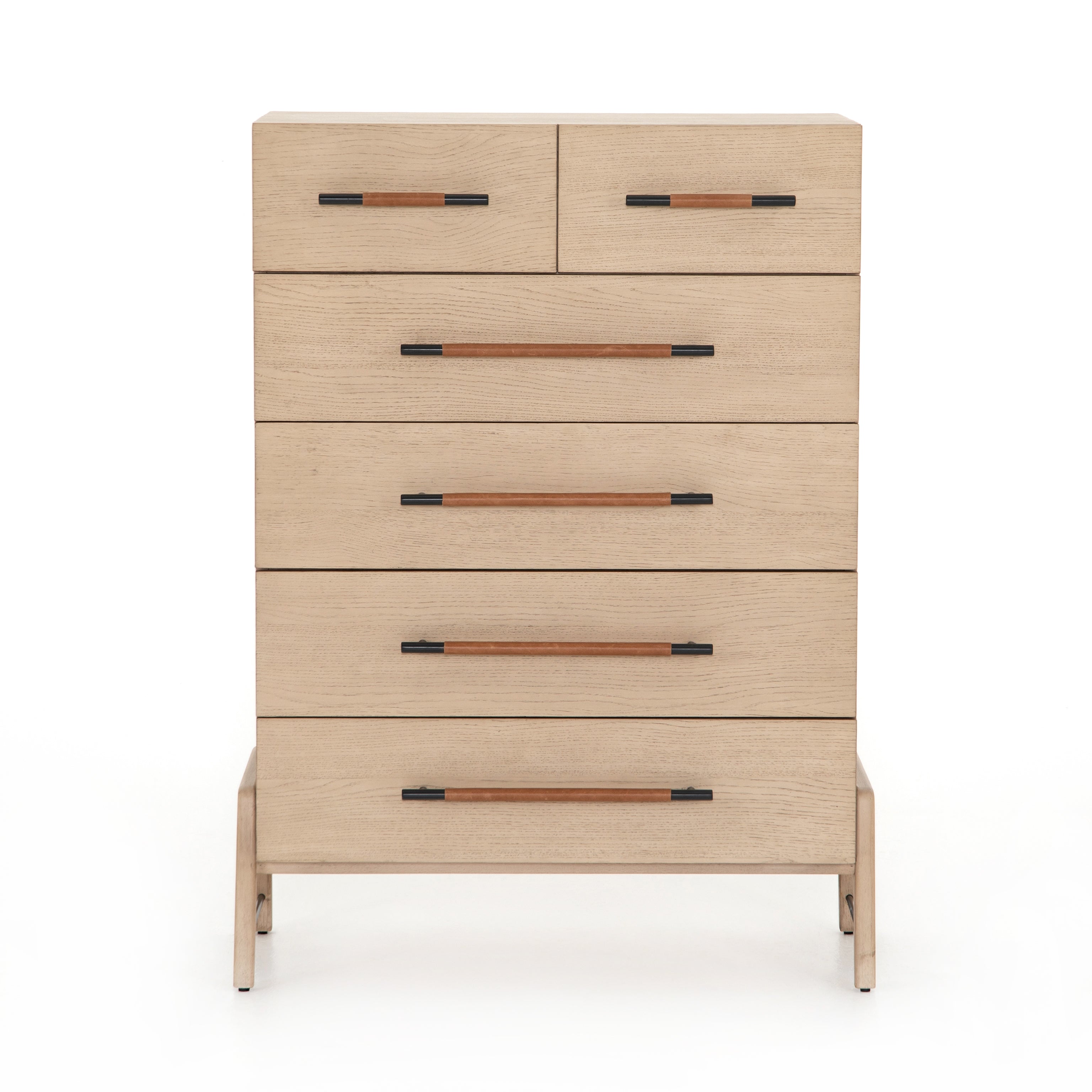 Rosedale 6 Drawer Tall Dresser-Yucca Oak Veneer Dressers Four Hands     Four Hands, Burke Decor, Mid Century Modern Furniture, Old Bones Furniture Company, Old Bones Co, Modern Mid Century, Designer Furniture, https://www.oldbonesco.com/