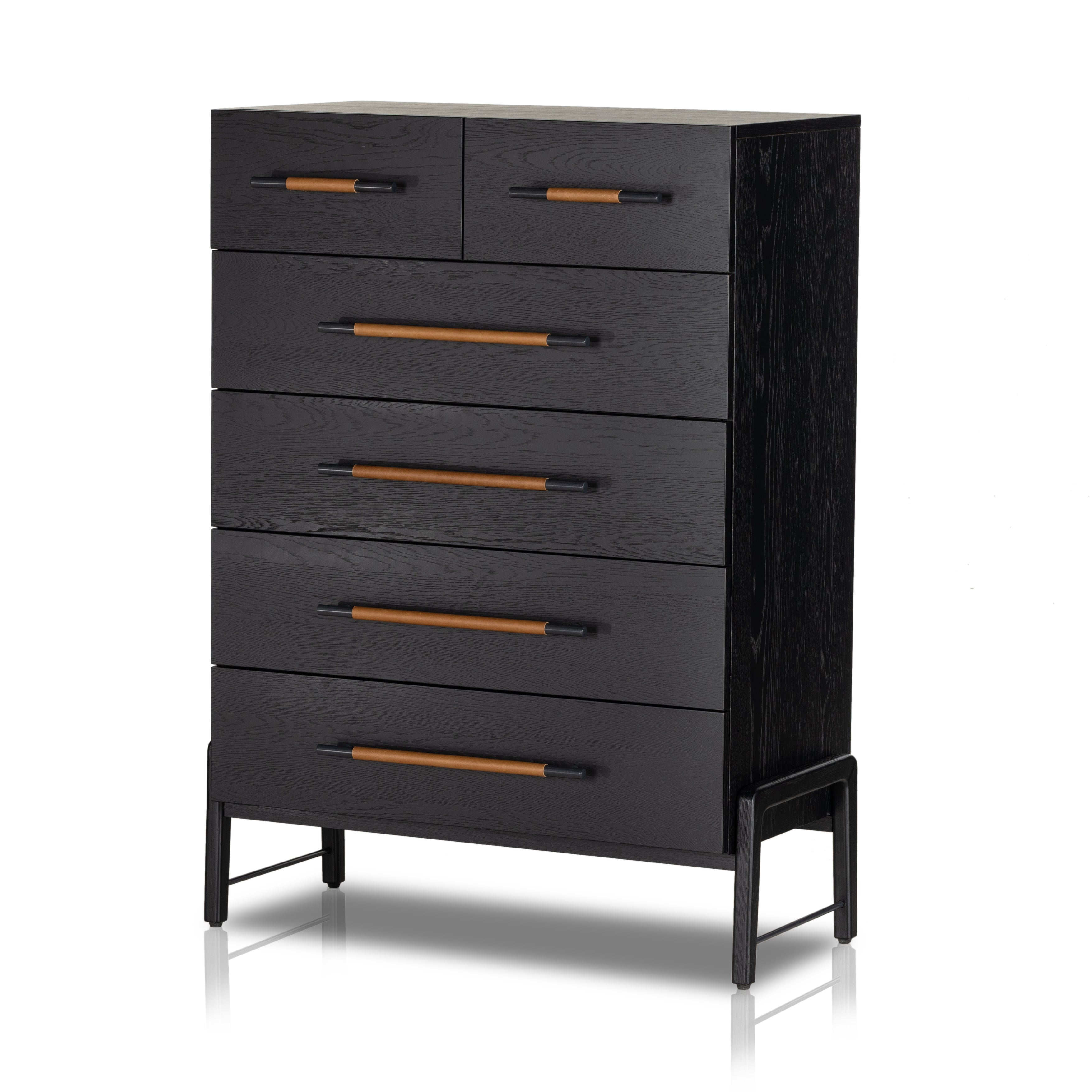 Rosedale 6 Drawer Tall Dresser Ebony Oak VeneerDressers Four Hands  Ebony Oak Veneer   Four Hands, Mid Century Modern Furniture, Old Bones Furniture Company, Old Bones Co, Modern Mid Century, Designer Furniture, https://www.oldbonesco.com/