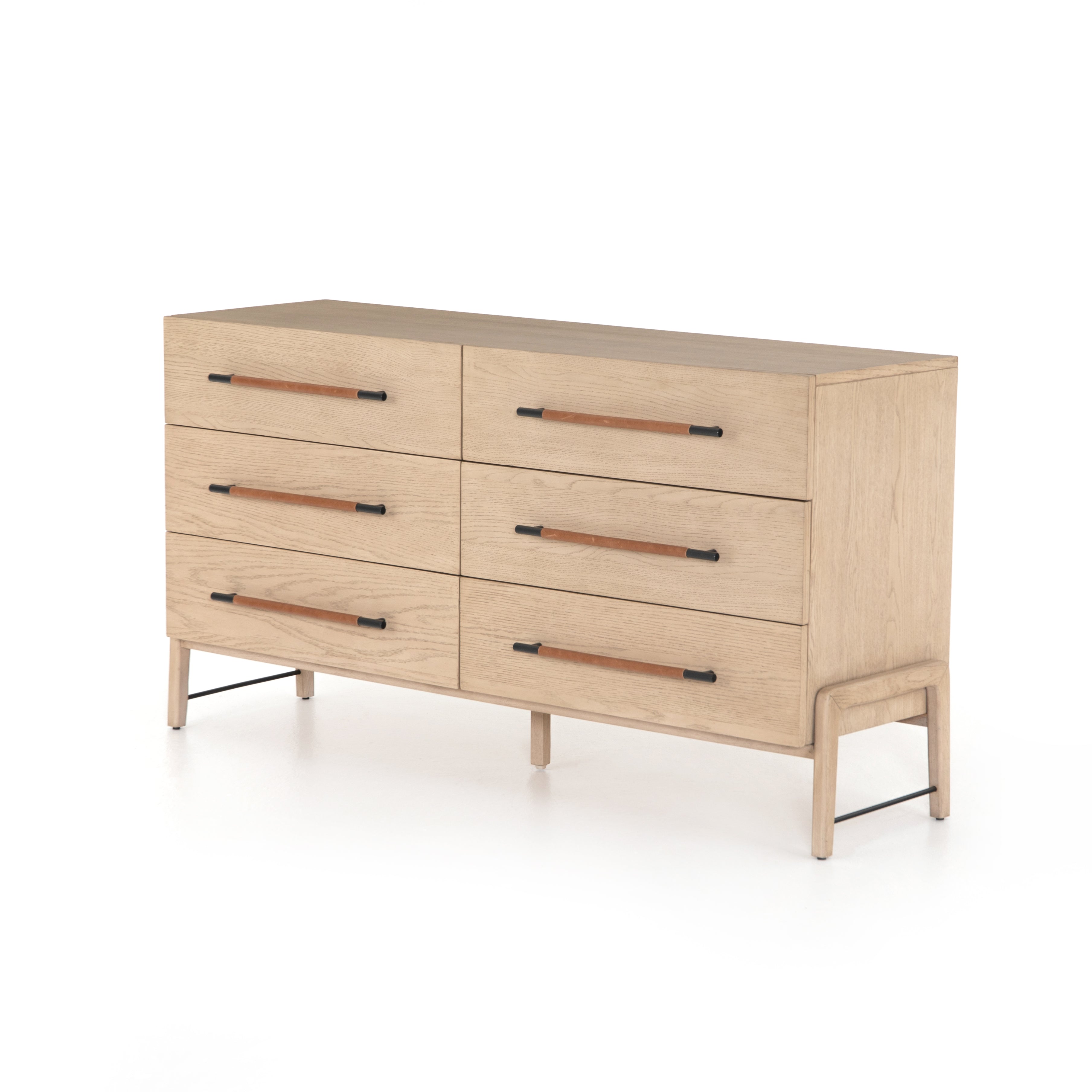 Rosedale 6 Drawer Dresser-Yucca Oak Veneer Dressers Four Hands     Four Hands, Burke Decor, Mid Century Modern Furniture, Old Bones Furniture Company, Old Bones Co, Modern Mid Century, Designer Furniture, https://www.oldbonesco.com/